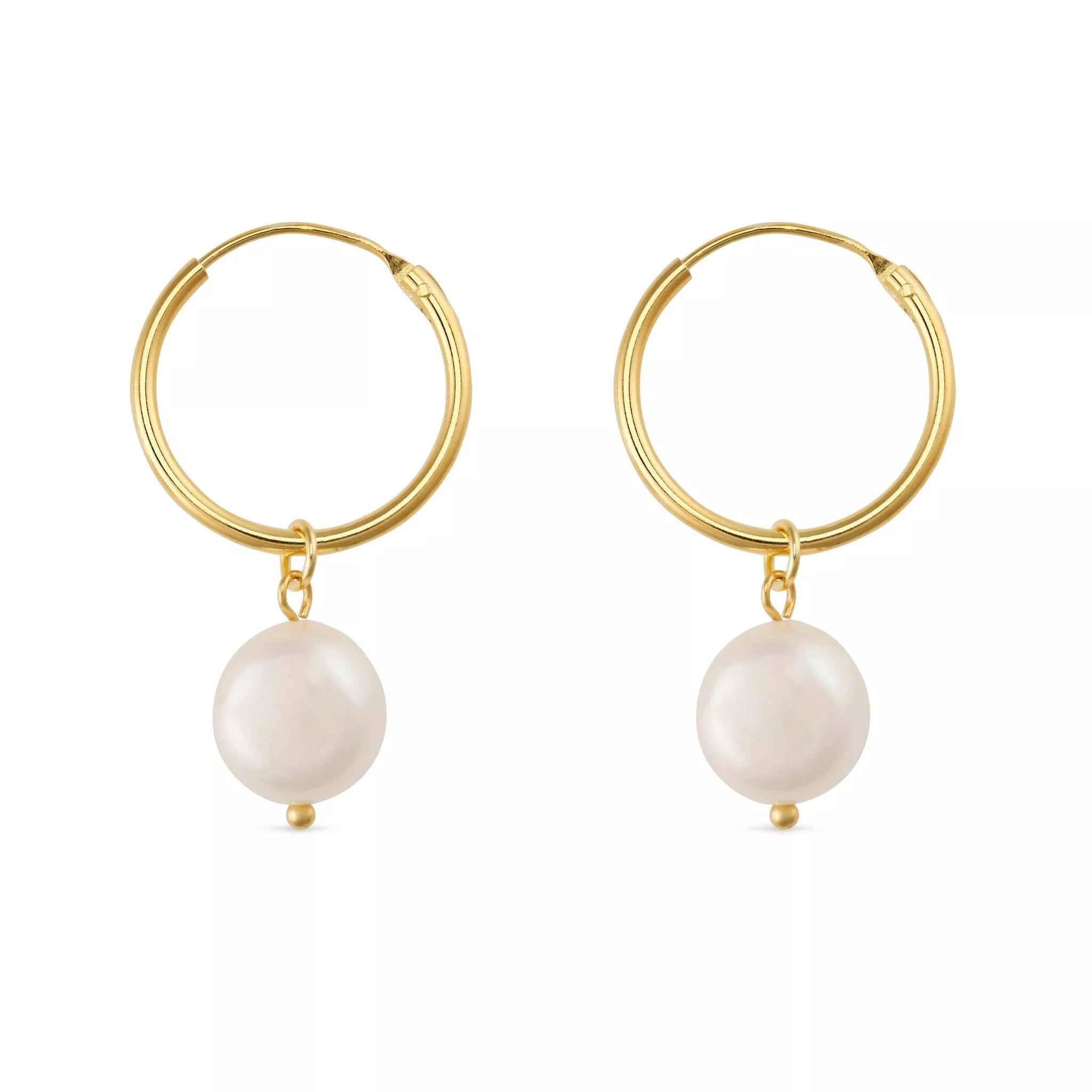 Women’s Chunky Gold Freshwater Pearl Hoops Elk & Bloom - Everyday Fine Jewellery