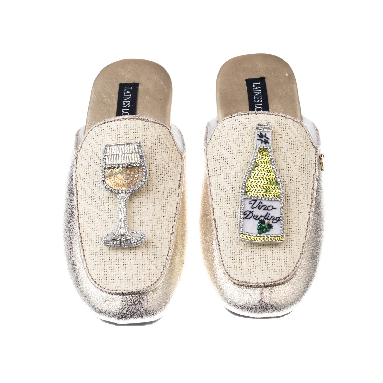 Laines London Women's Neutrals / Gold Classic Mules With Vino Darling Brooches - Cream & Gold In Gold