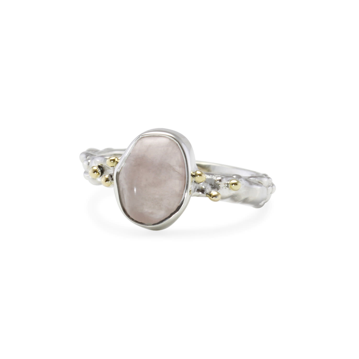 Isla Silver Women's Pink / Purple / Silver Belstone Sterling Silver Rose Quartz Ring