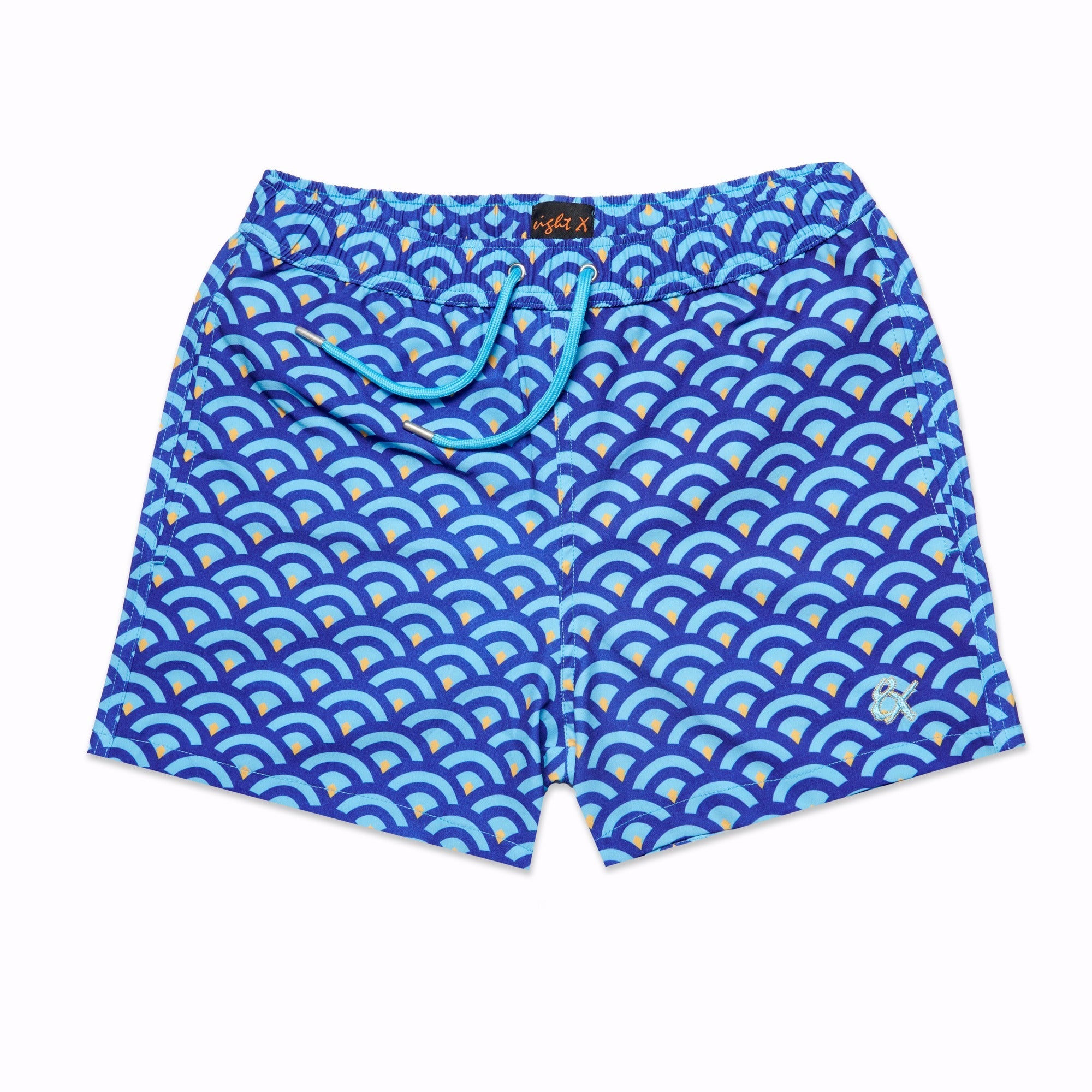 Eight X Men's Blue Scale Swim Trunks In Blue