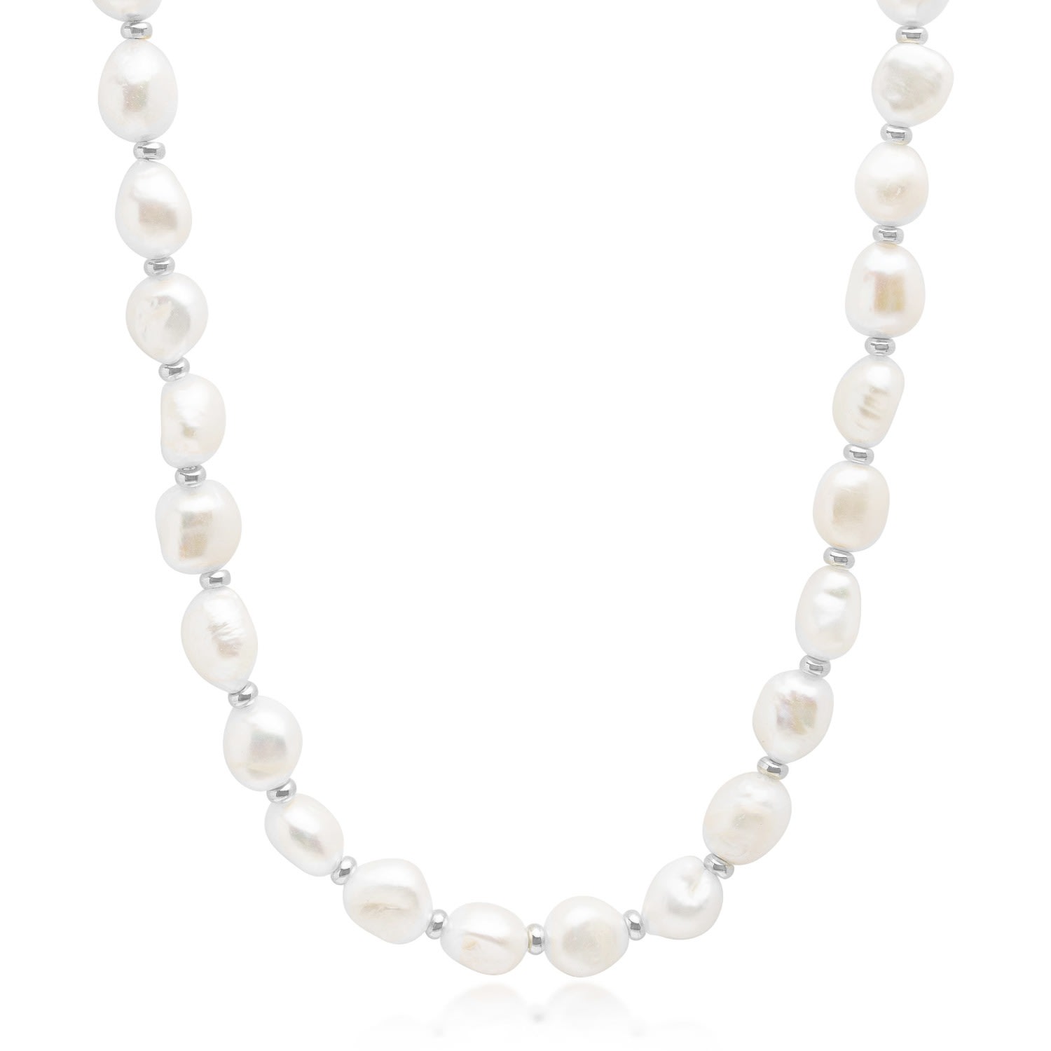 White Men’s Baroque Pearl Choker With Silver Nialaya