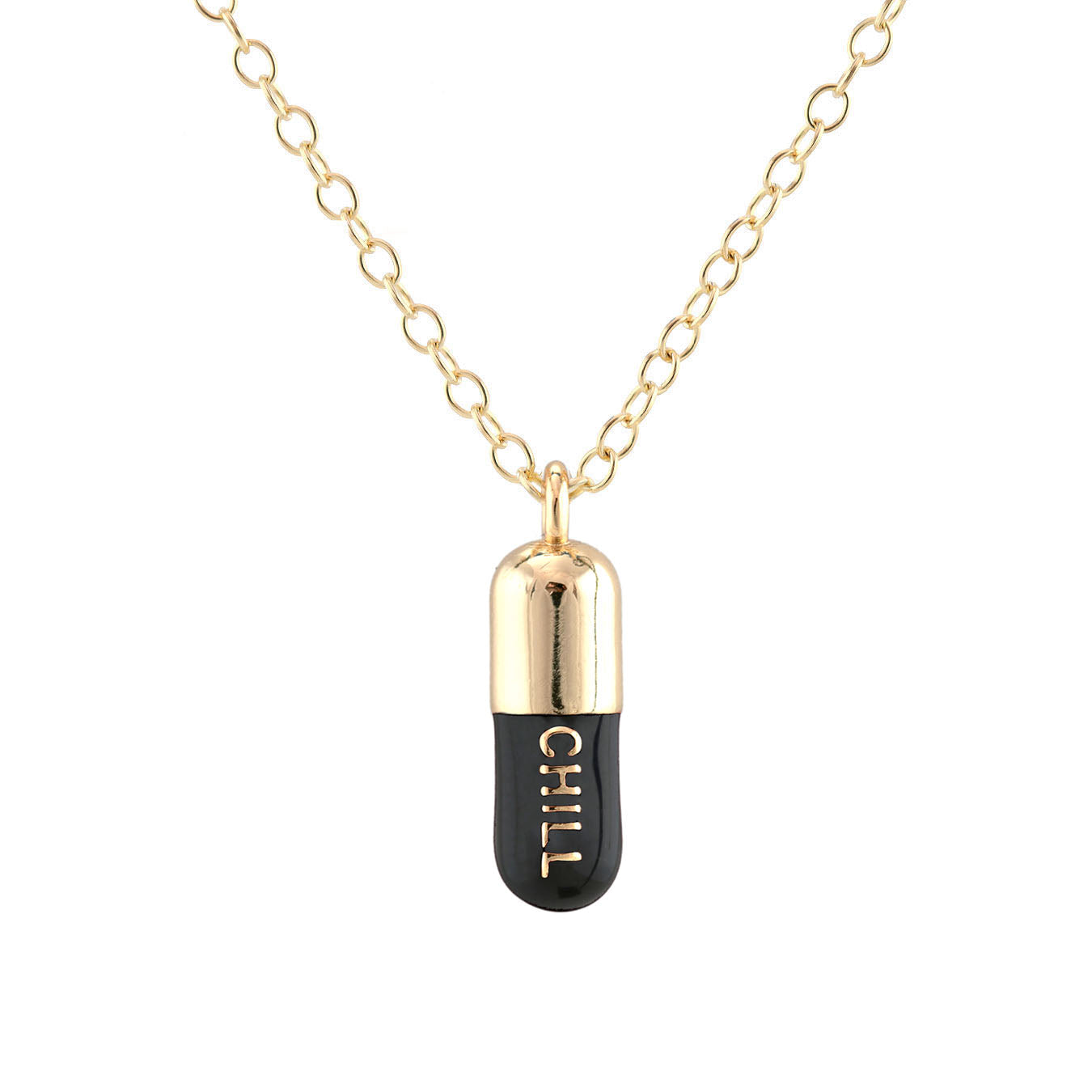 Women’s Gold / Black Chill Pill Enamel Necklace Gold Filled & Black Enamel Kris Nations