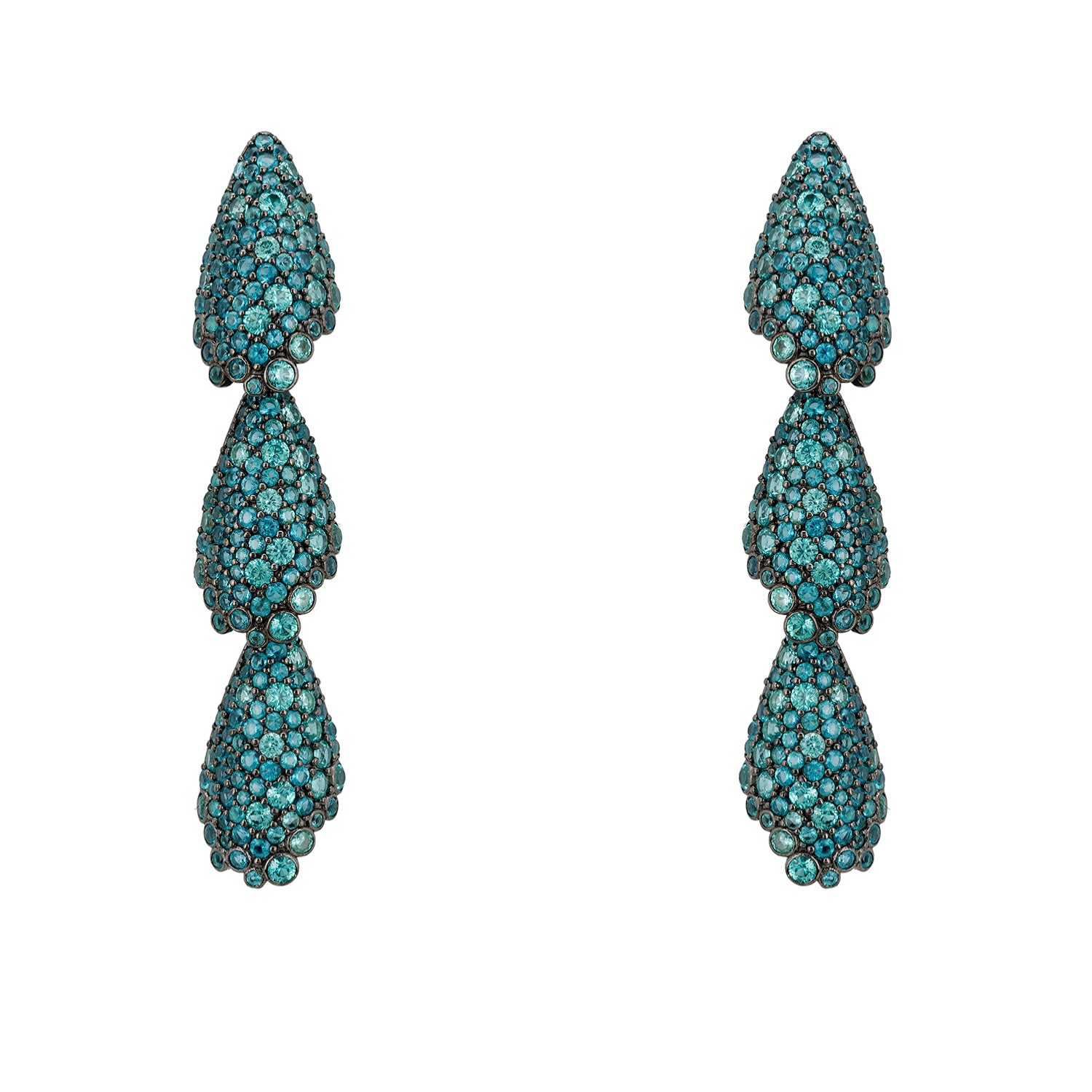 Women’s Blue / Silver / Green Arabelle Aqua Earrings Silver Oxidised Latelita