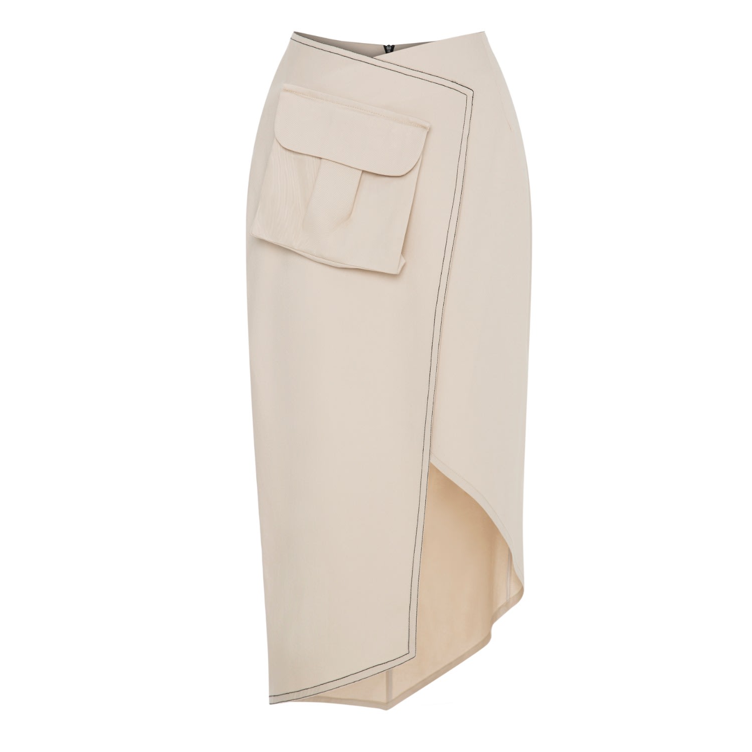 Mirimalist Women's Neutrals Wrap Pencil Midi Skirt Ecru In Beige