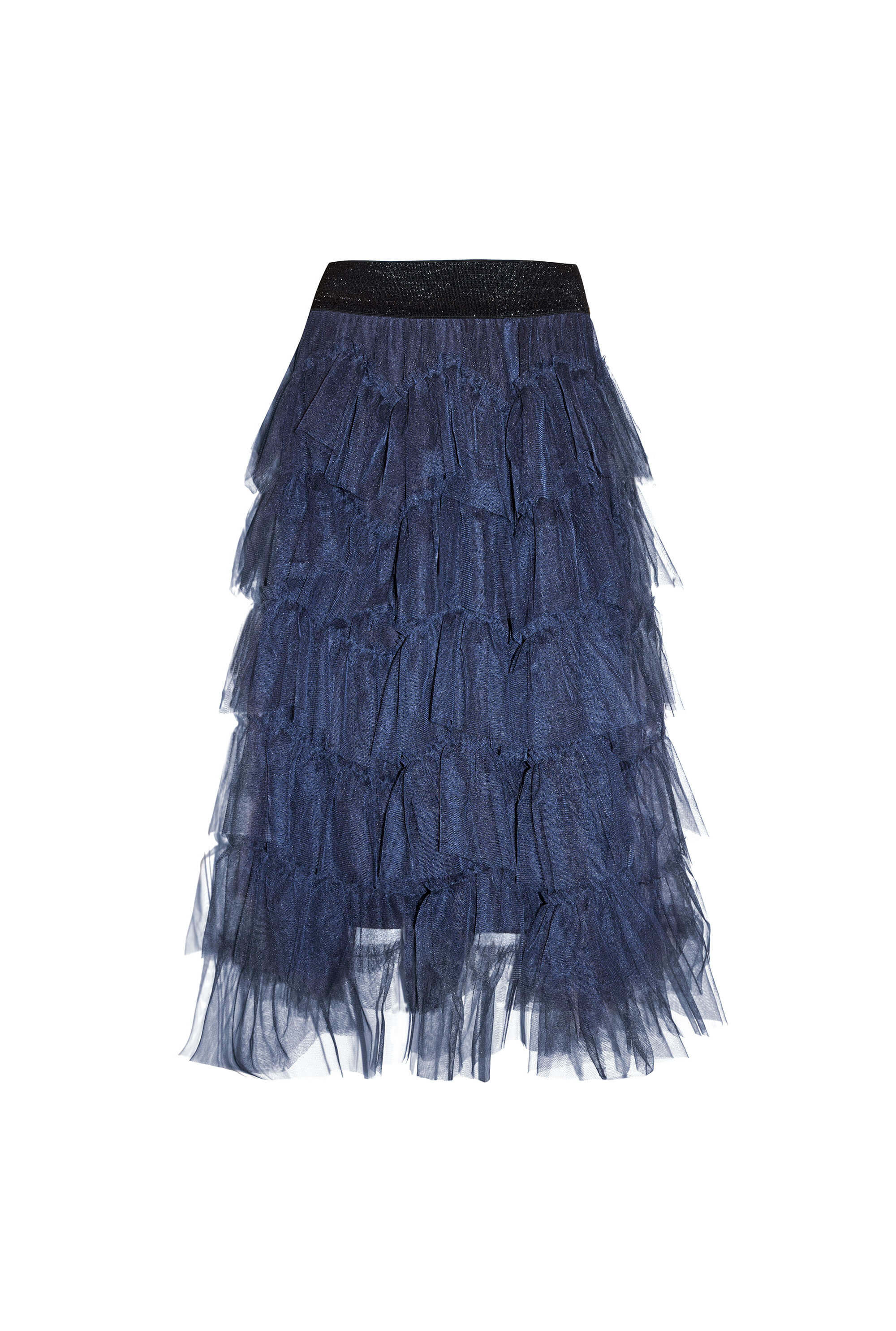James Lakeland Women's Blue Organza Ruffle Navy Skirt In Blue