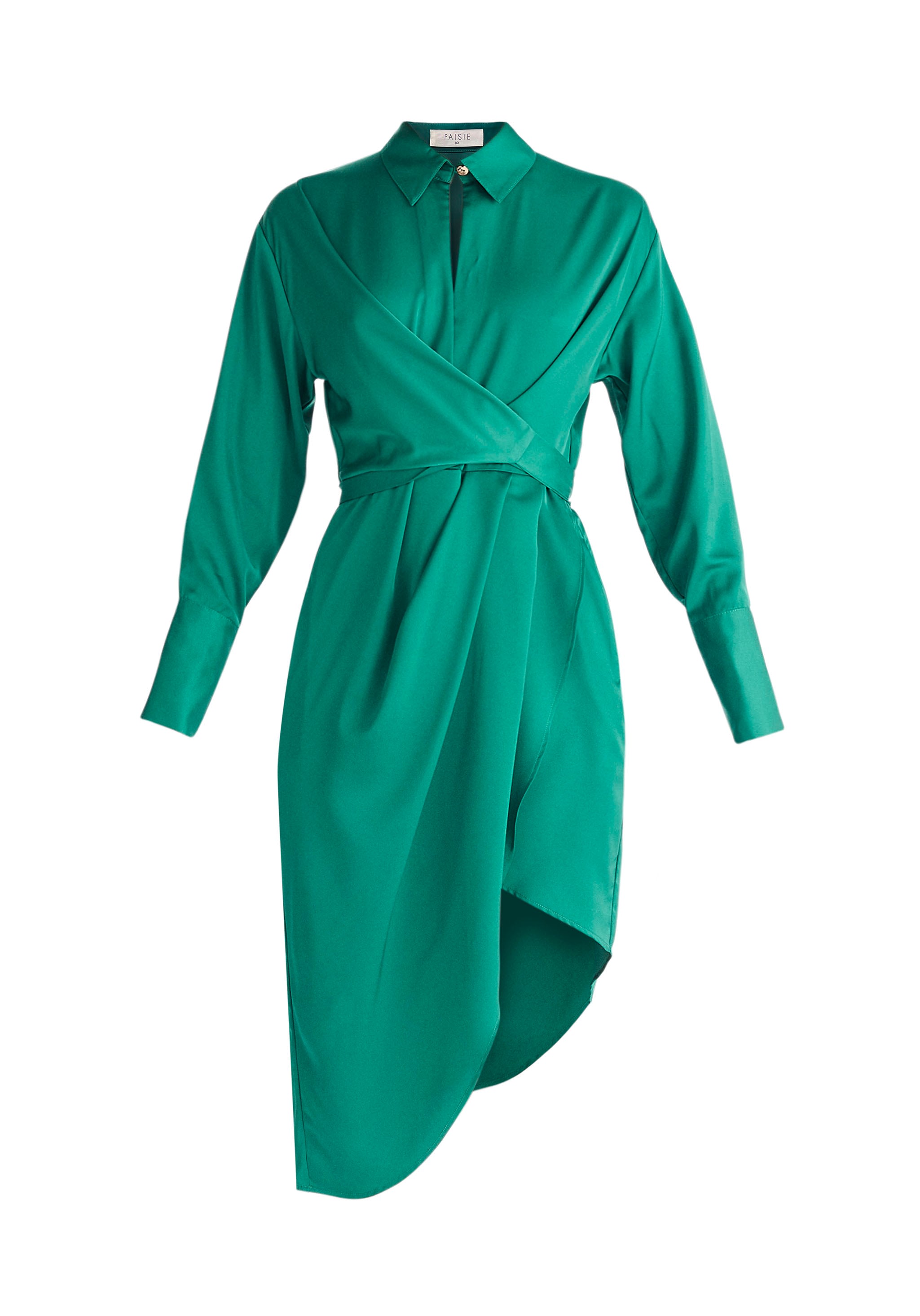 Women’s Asymmetric Hem Shirt Dress In Green Extra Large Paisie