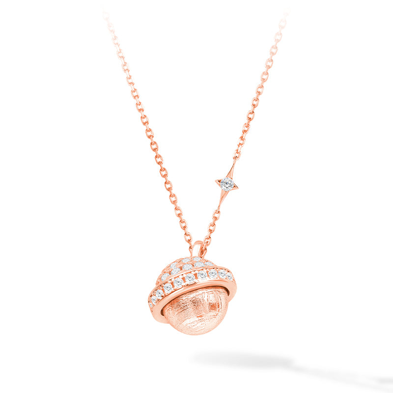 Women’s Lunar Meteorite Sterling Silver Necklace - Rose Gold Awnl