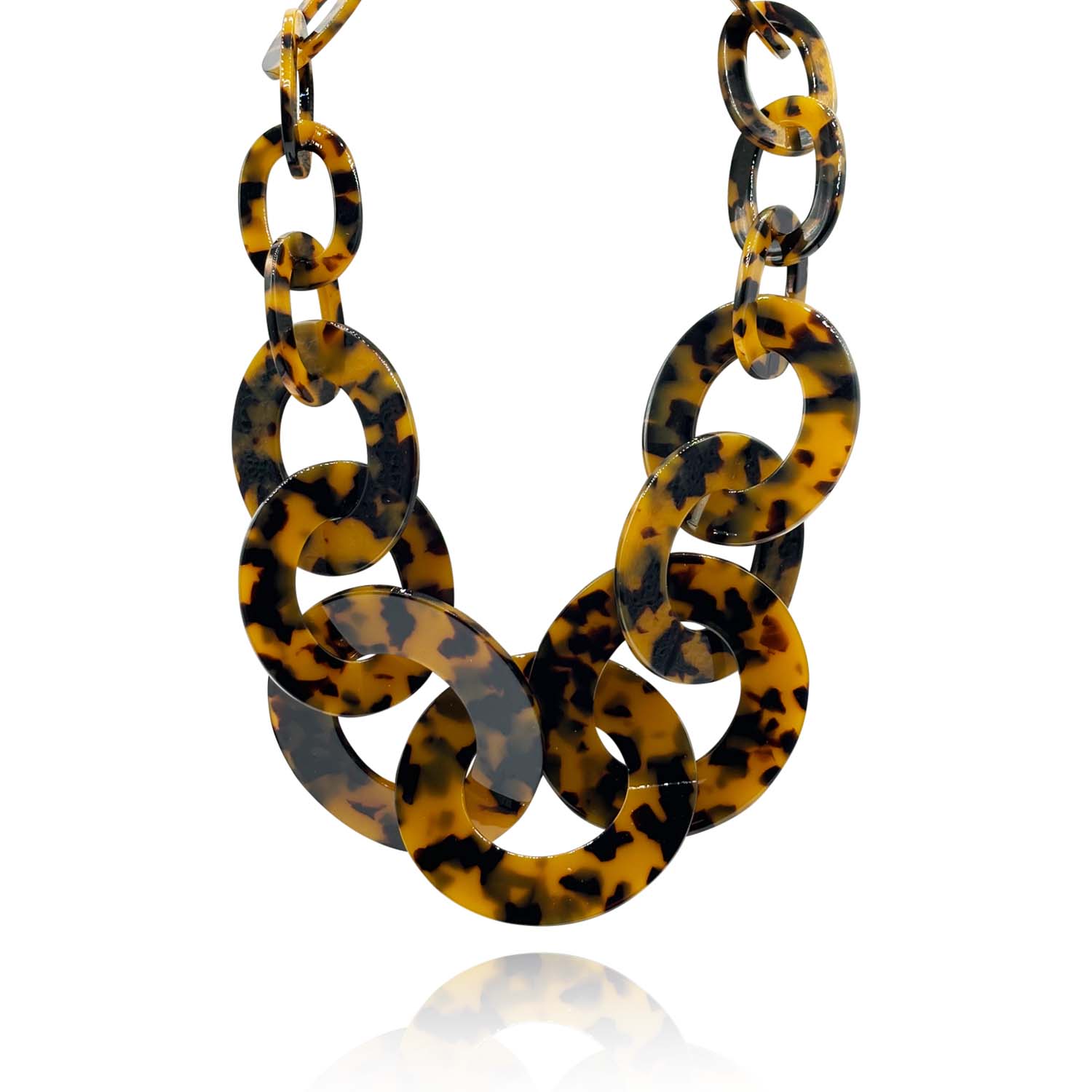 Michael Nash Jewelry Women's Brown / Black Tortoise Resin Large Link Necklace