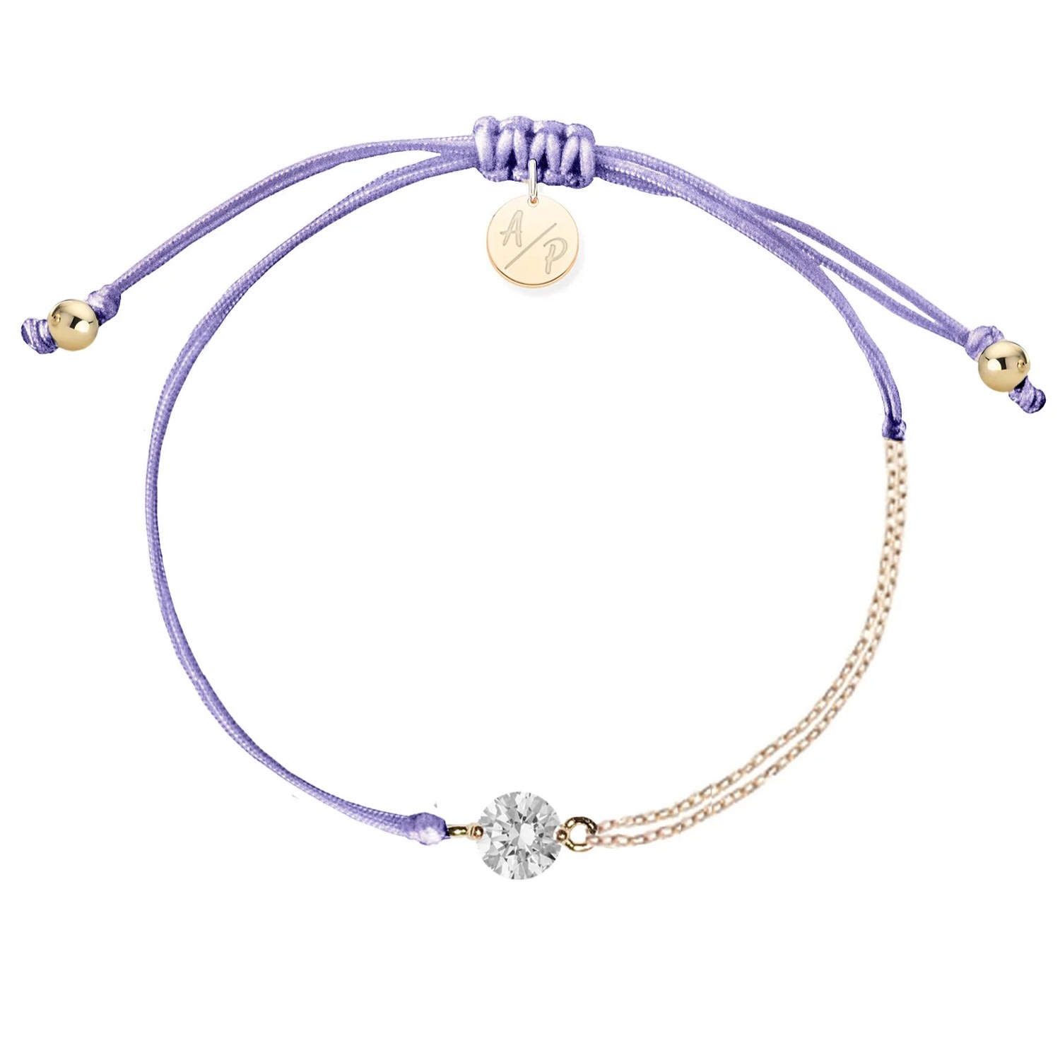 Adriana Pappas Designs Women's Orange Cz Solitaire Bracelet On Colored Cord - Lavender In Orange