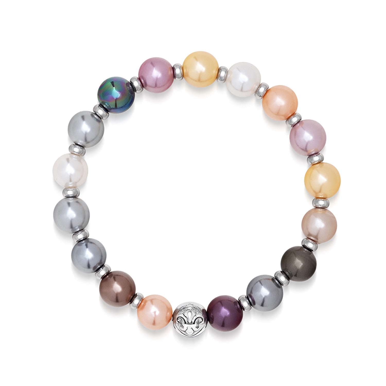 Women’s Wristband With Pastel Pearls & Silver Nialaya