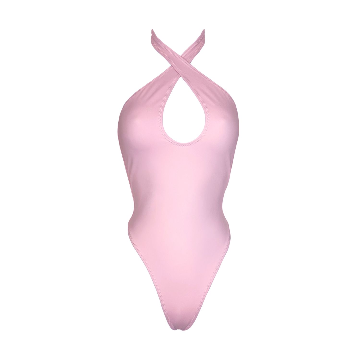 Acqua Pura Women's Pink / Purple ‘bianca' Light Pink Crossover High Cut Swimsuit - Rosa In Pink/purple