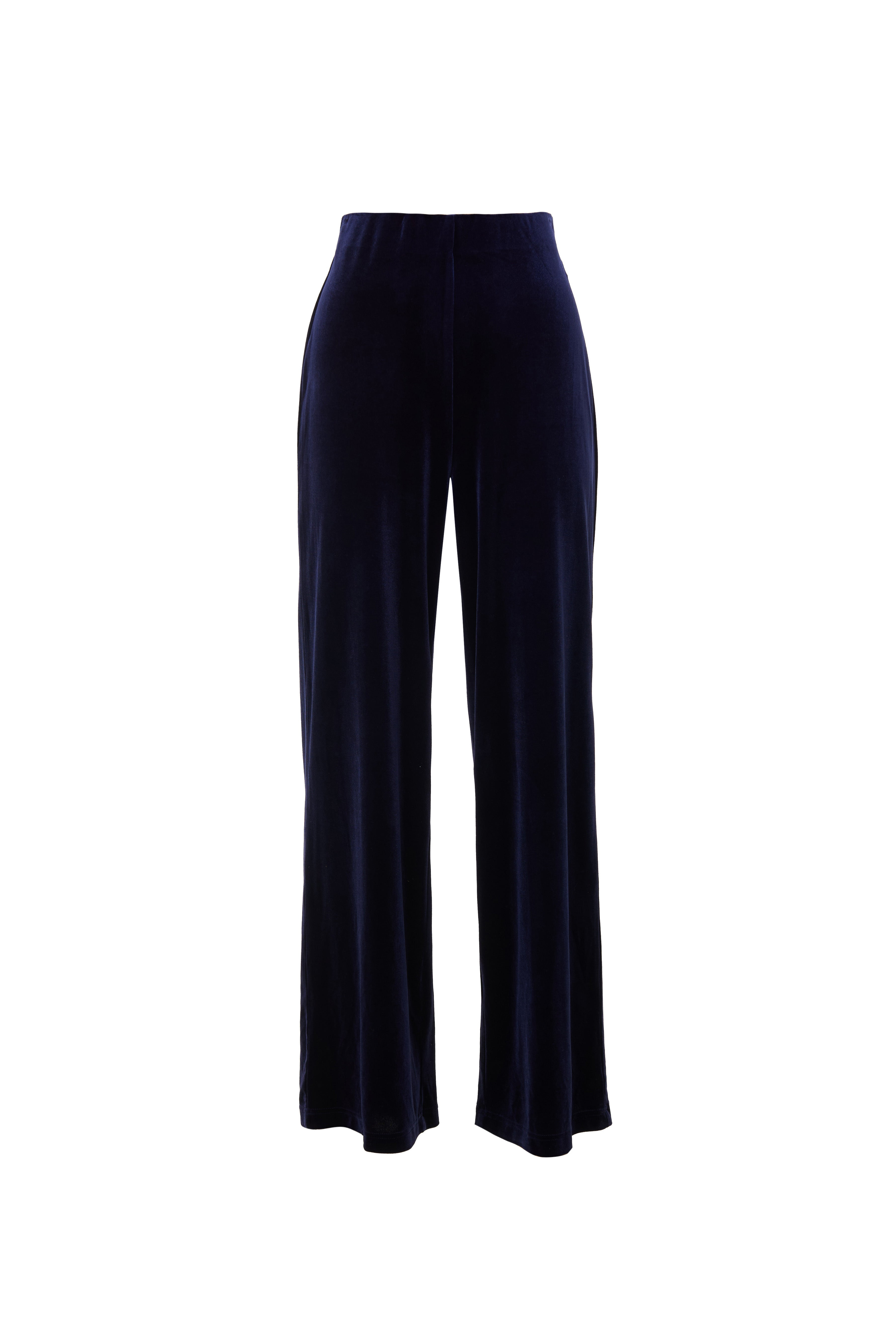 Louche Women's Blue Melvin Velvet Wide Leg Trousers - Navy In Blue