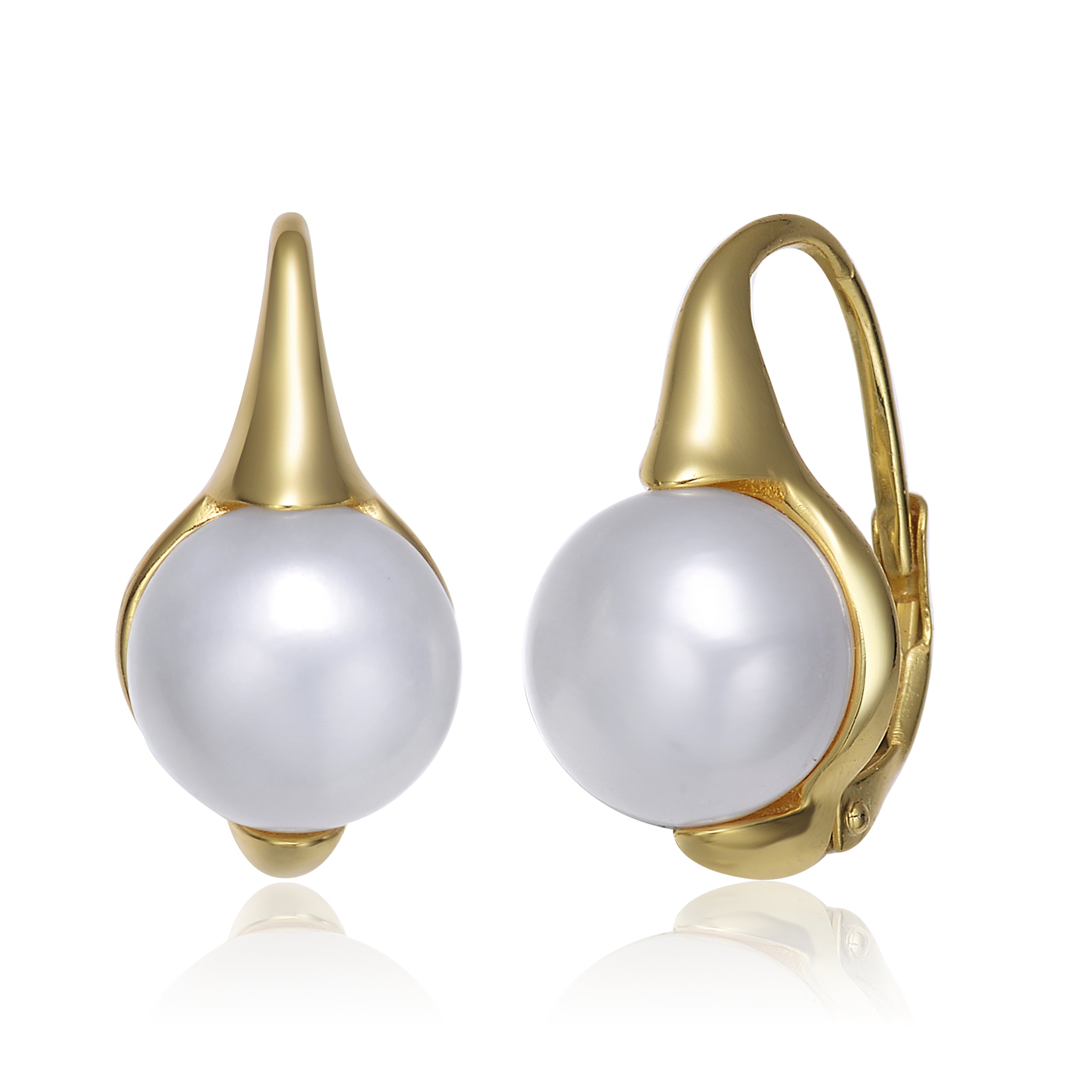 Women’s Gold / White Delphine Golden Pod Pearl Earrings Genevive Jewelry