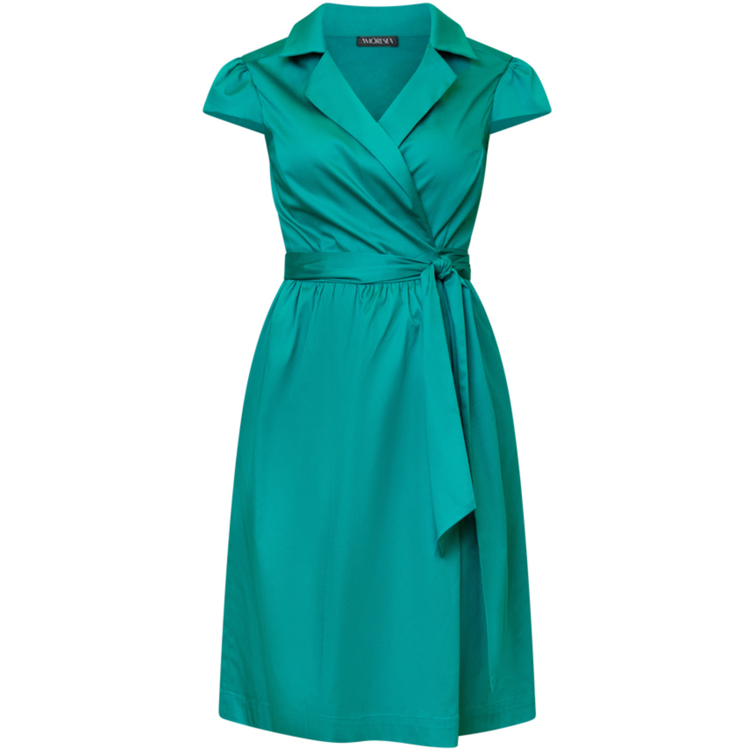 Amoresea Women's Blue Captivating Emerald Cotton Wrap Dress With Pockets In Blue