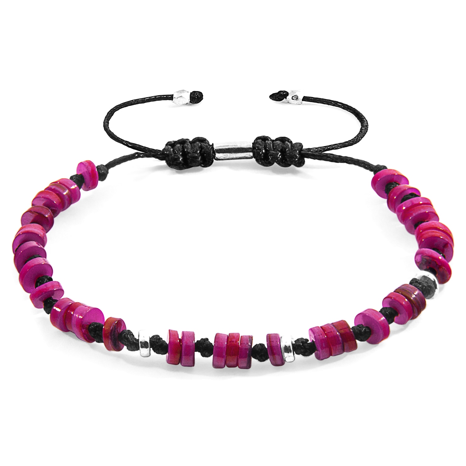 Anchor & Crew Women's Silver / Pink Pink Hailey Silver & Freshwater Shell Skinny Macrame Bracelet In Multi
