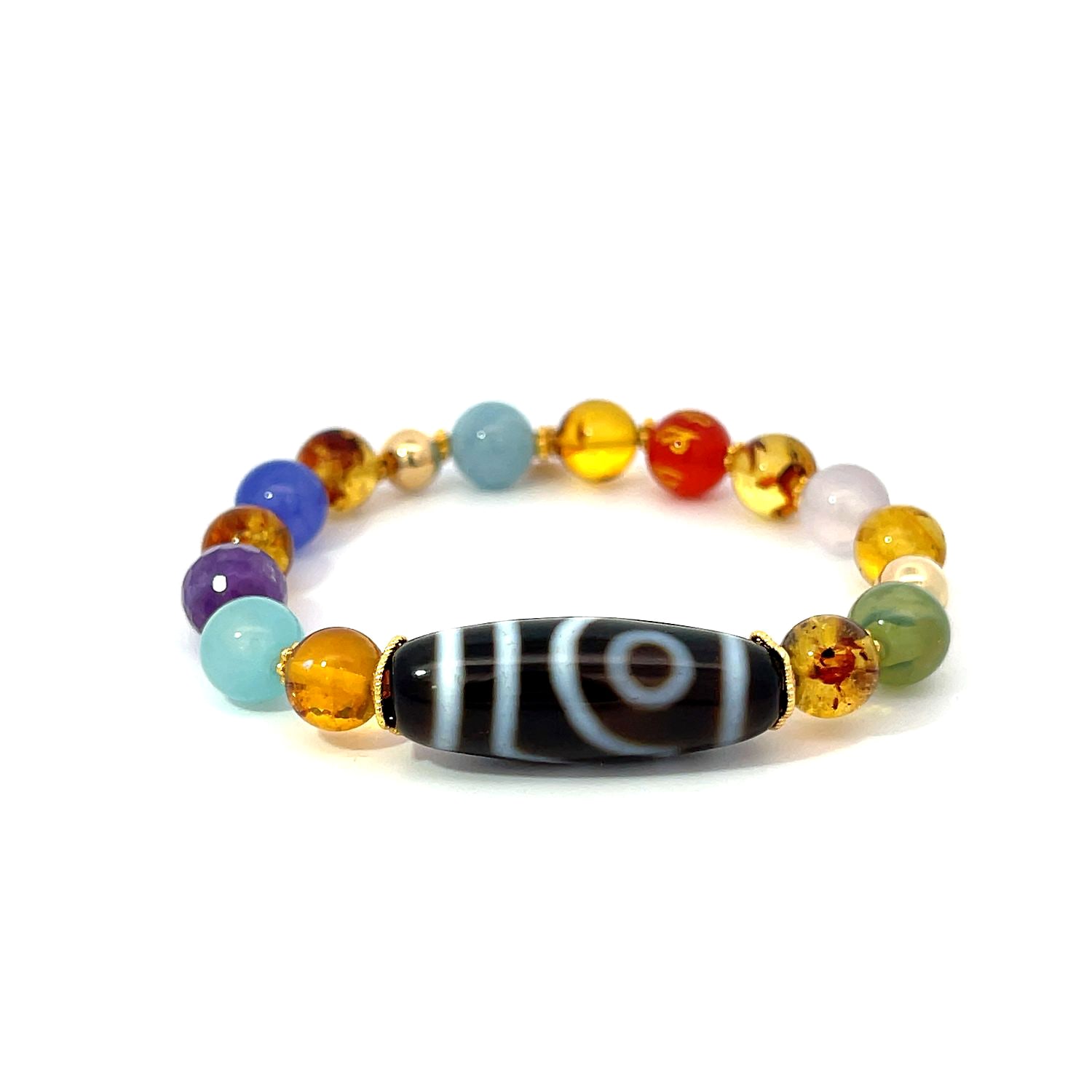 Women’s Yellow / Orange Lucky Amber - Amber, Agate & Tibetan Dzy Mix Stone Bracelet Gosia Orlowska