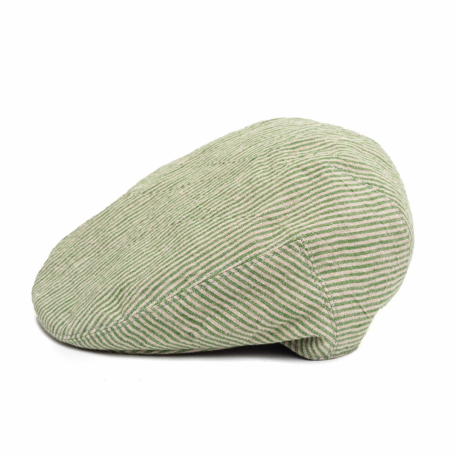 Anthony Peto Men's Fitted Cap Linen Green Stripes In Green