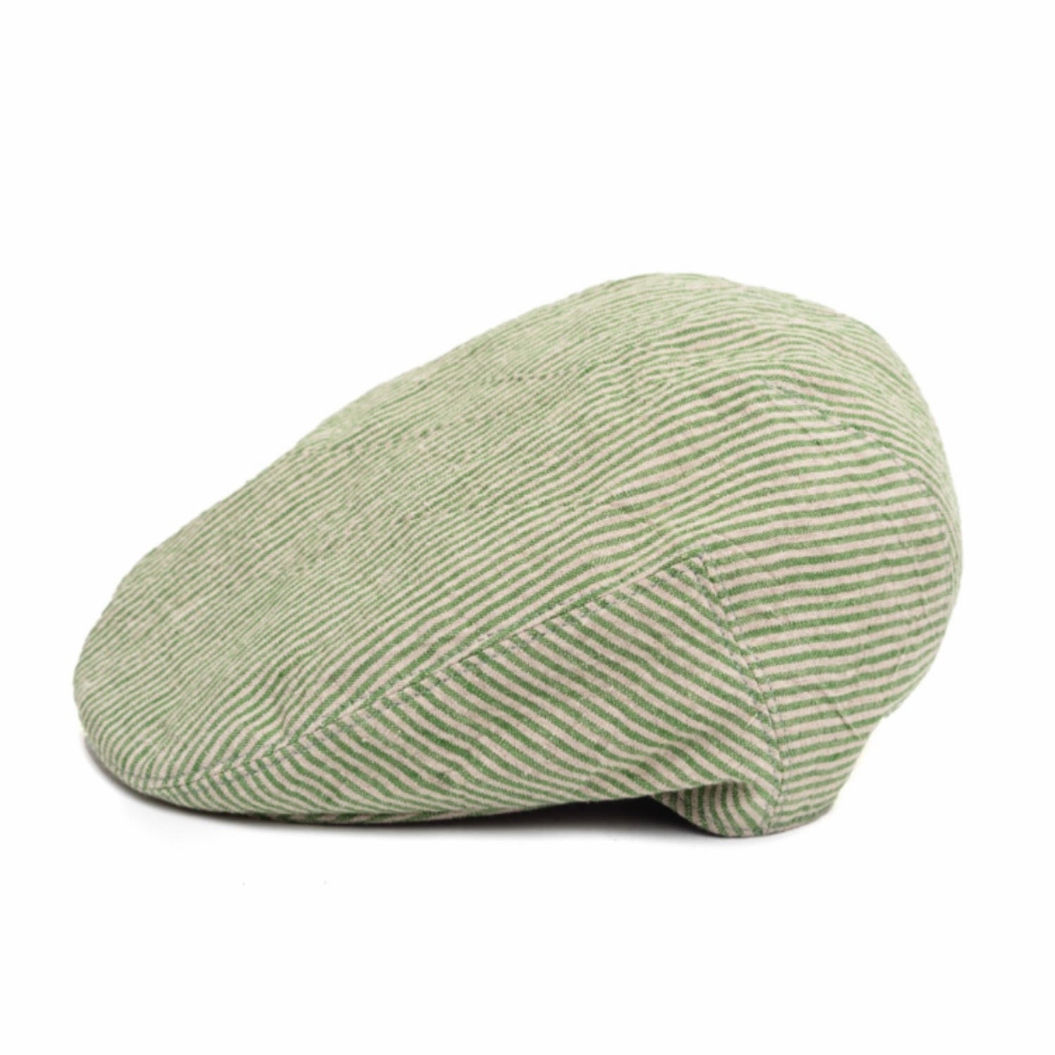 Men’s Fitted Cap Linen Green Stripes 60Cm Anthony Peto