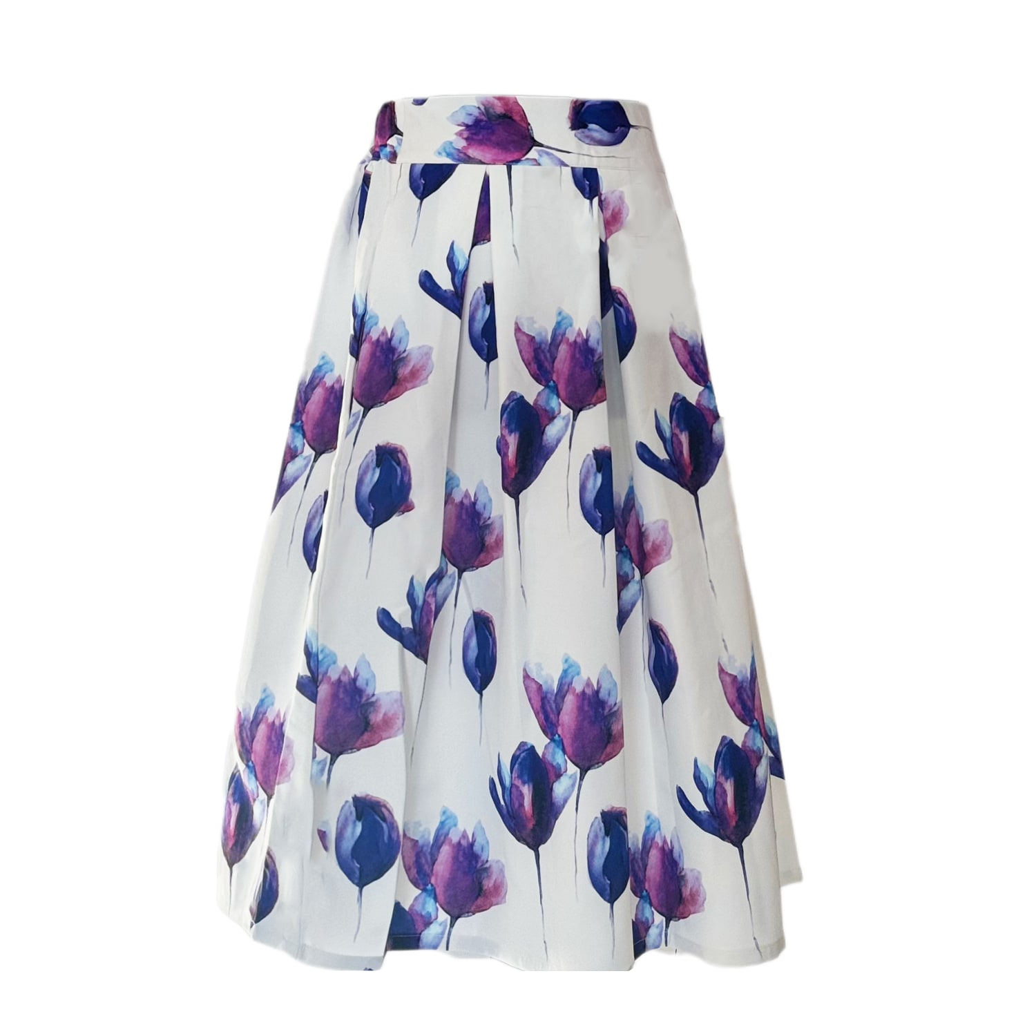 Richa Sharma Women's White Midi Skirt In Tulip Prints In White