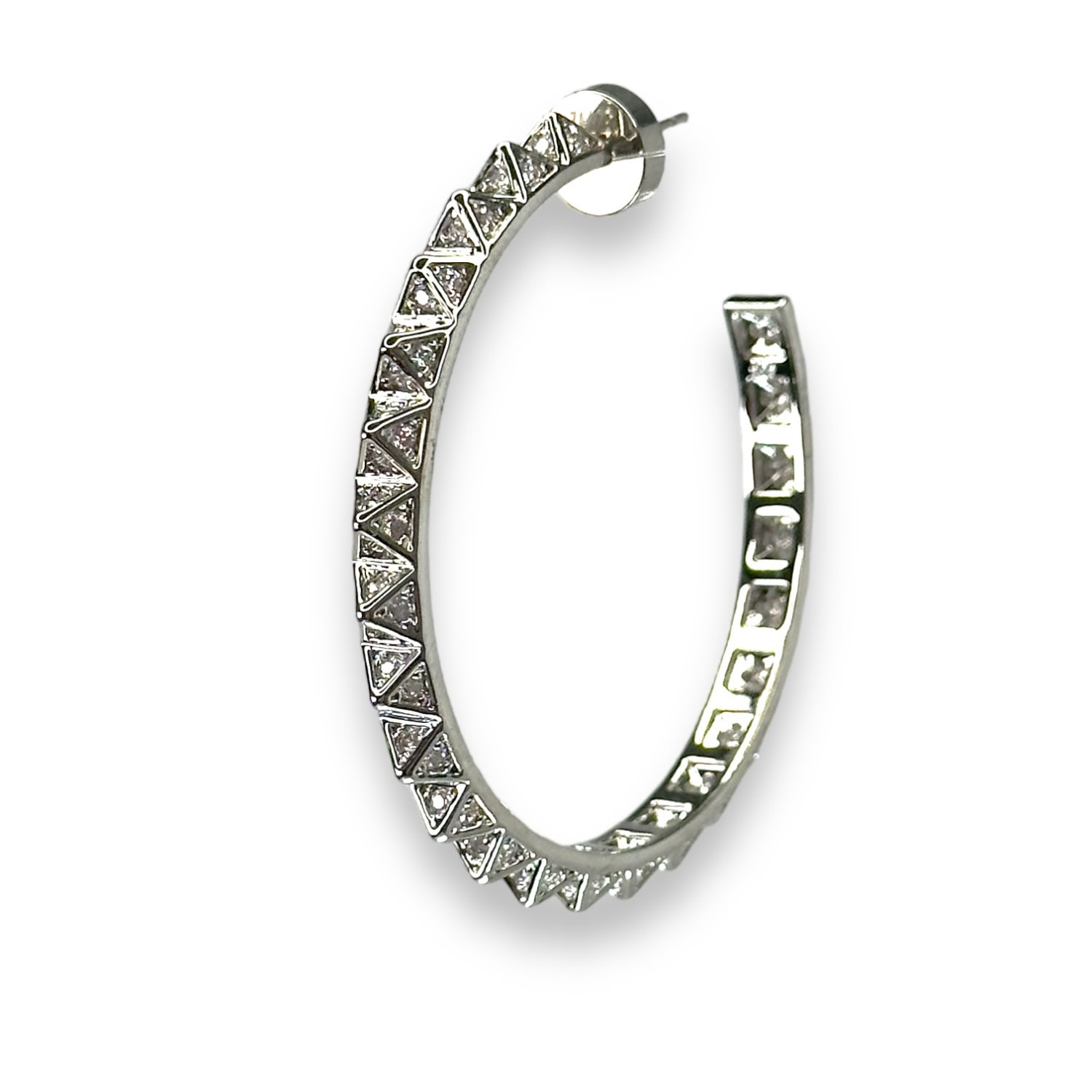 Women’s Silver Ayla Hoop Earrings In White Gold Jagged Halo Jewelry