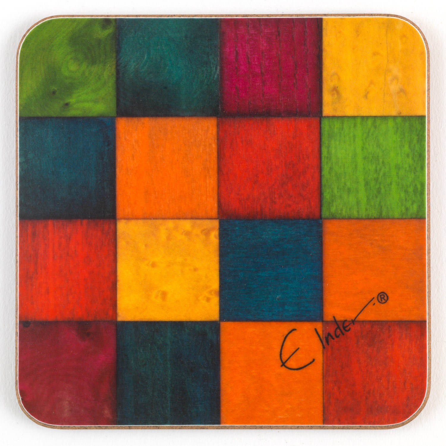 E. Inder Designs Coasters Set Of Four. Eye Catching Design From The Rainbow Range. Melamine Heat Resistant. In Multi