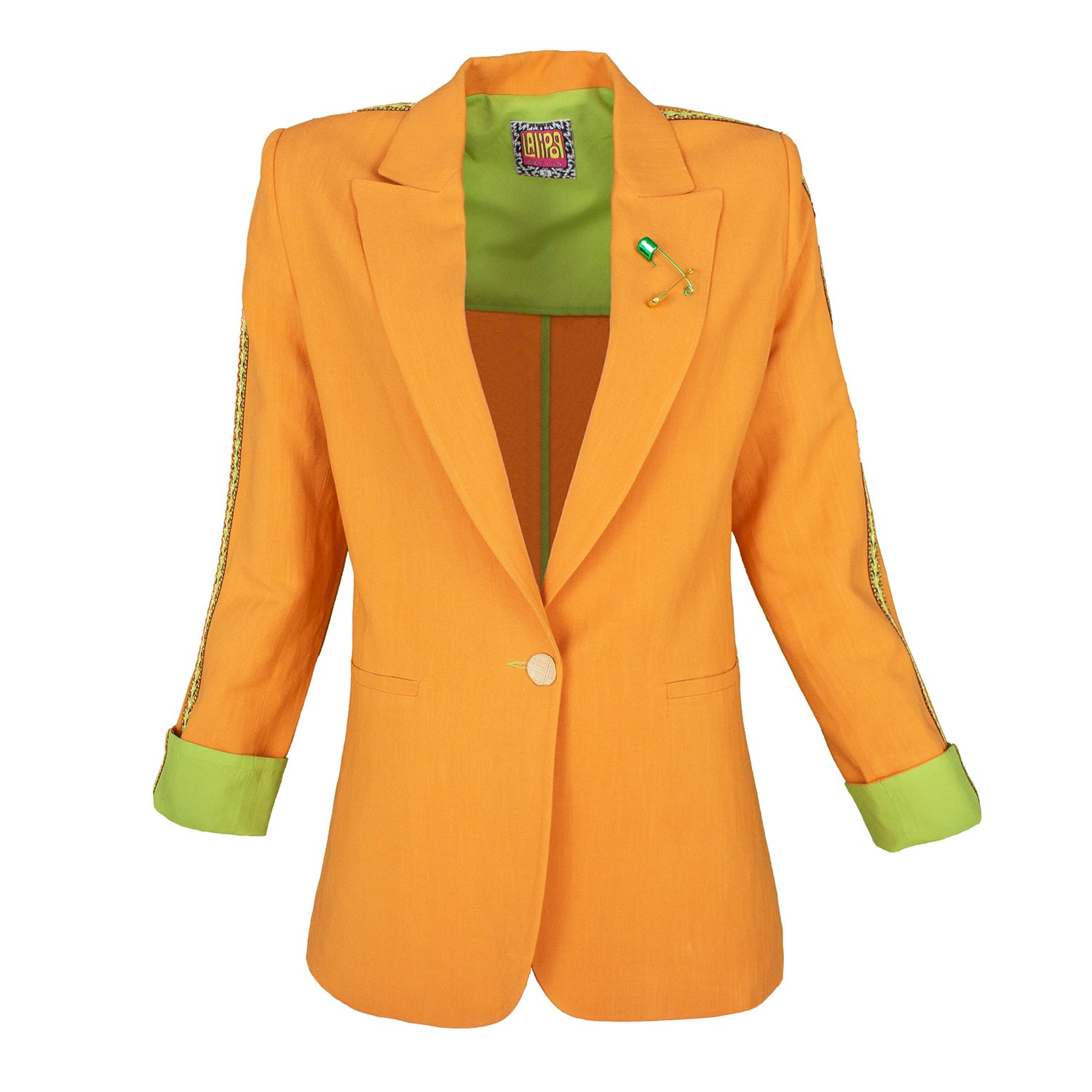Women's Tailored Viscose Linen Orange Blazer Jacket | Small | Lalipop Design