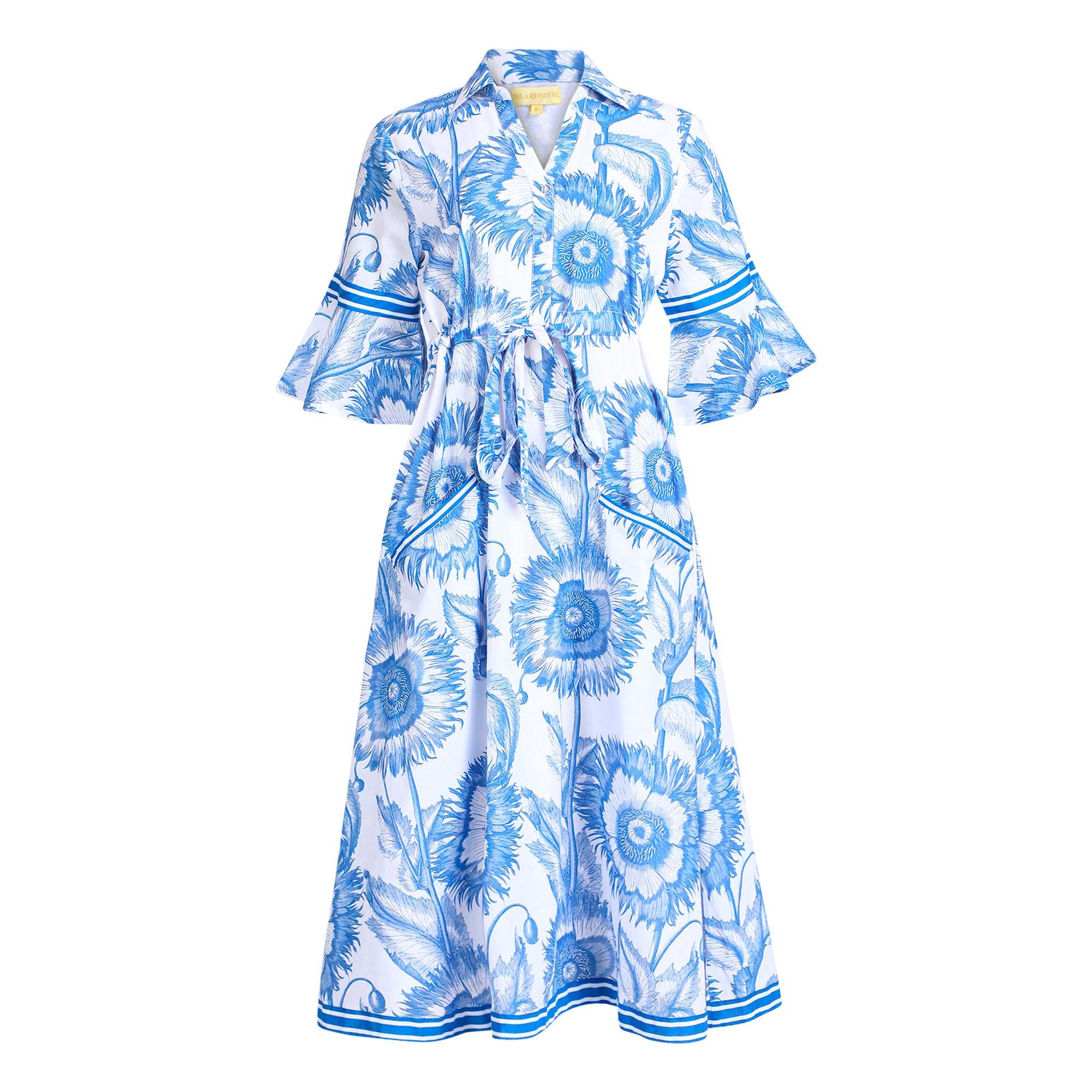 Islapayal Women's Blue / White Cape Midi