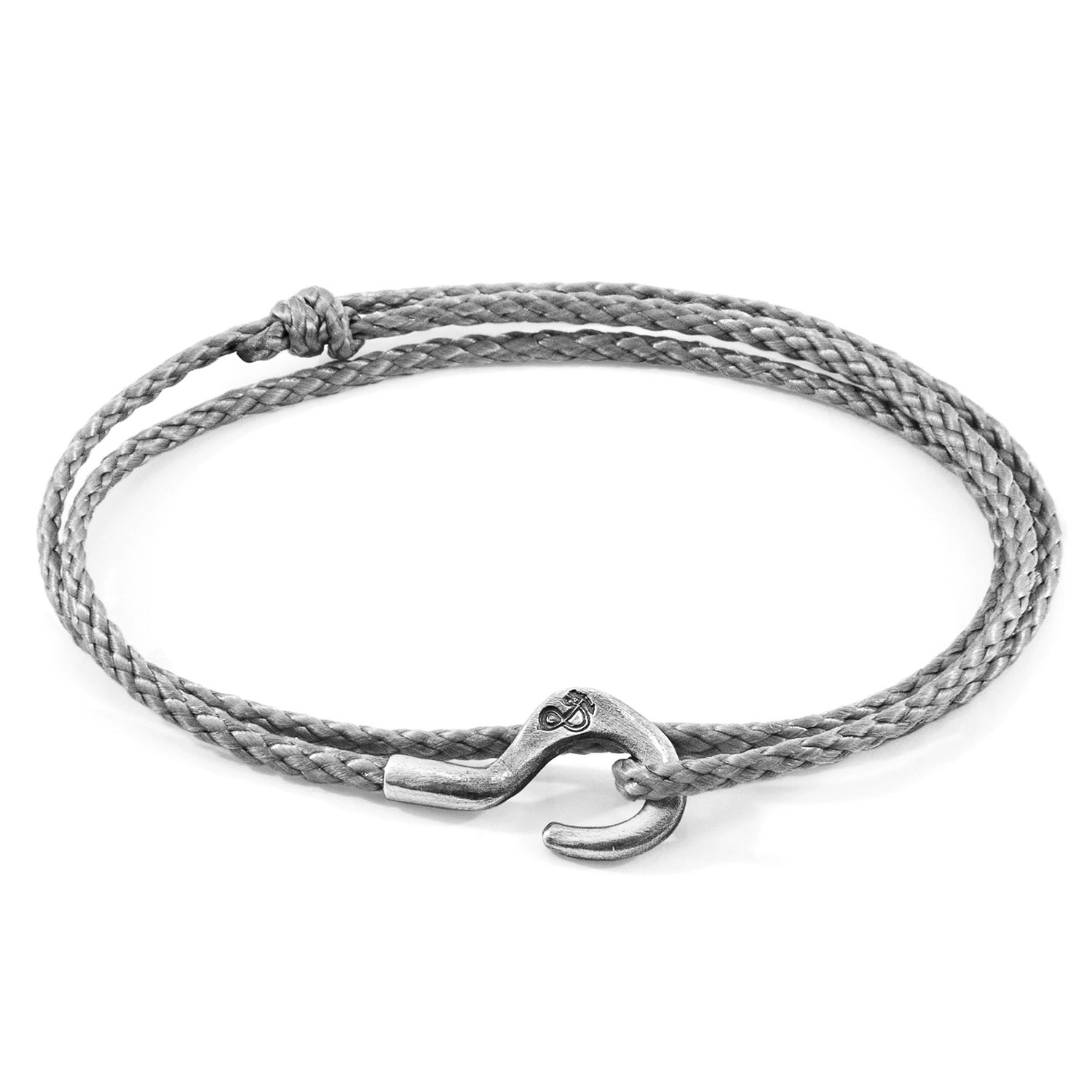 Men’s Classic Grey Charles Silver & Rope Skinny Bracelet Anchor & Crew