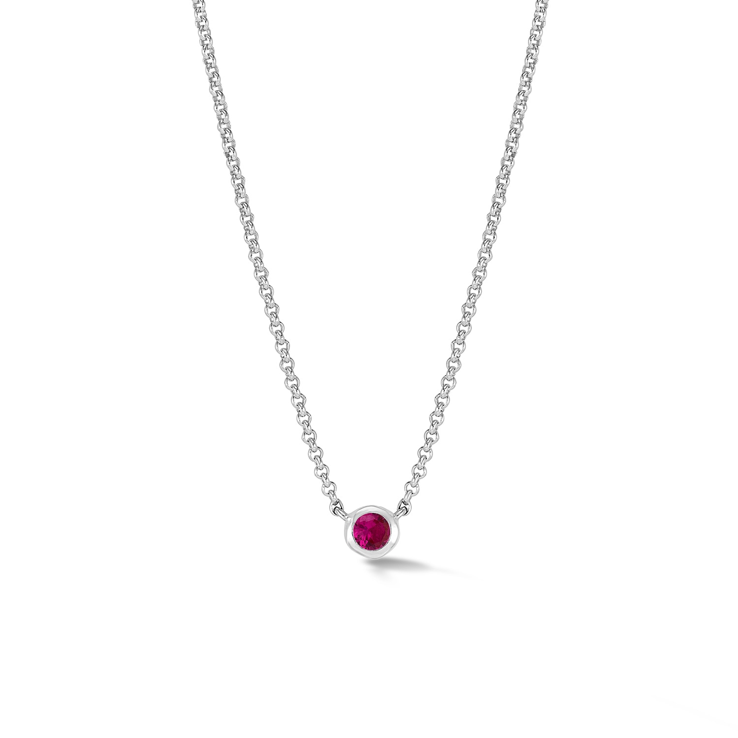 Dower & Hall Women's Ruby Round Dewdrop Pendant In Sterling Silver In Metallic
