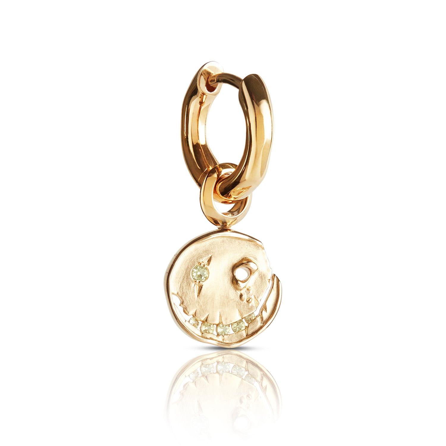 Kasun Women's Smile Hoop Earrings – August – Peridot – Gold Plated