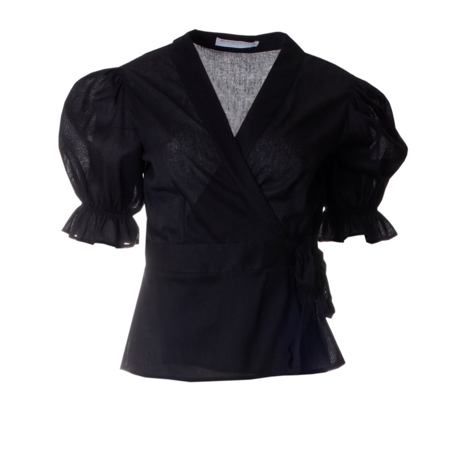 Women’s Black Margot Cotton Wrap Top Medium Roses are Red