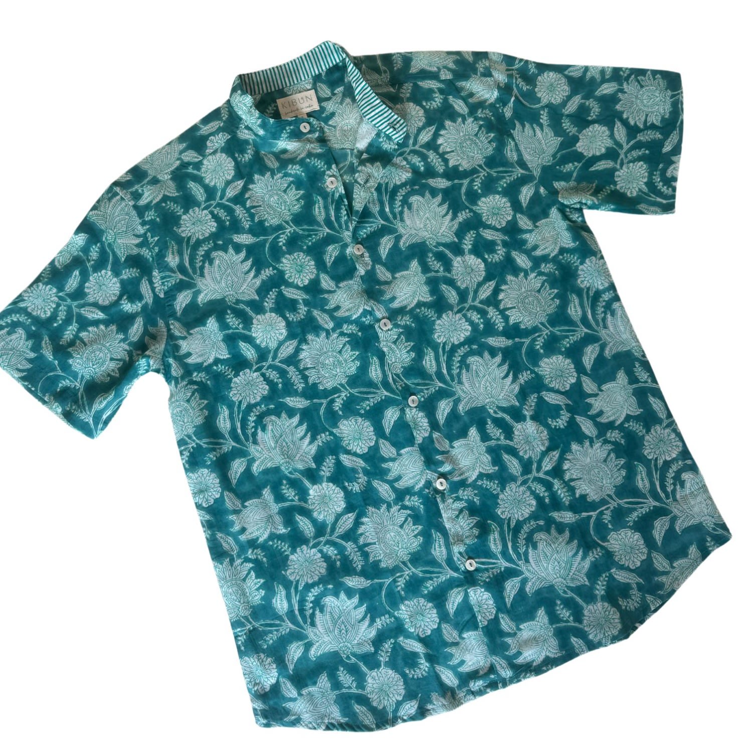 Studio Kibun Men's Oasis Unisex Handblocked Cotton Shirt In Orange