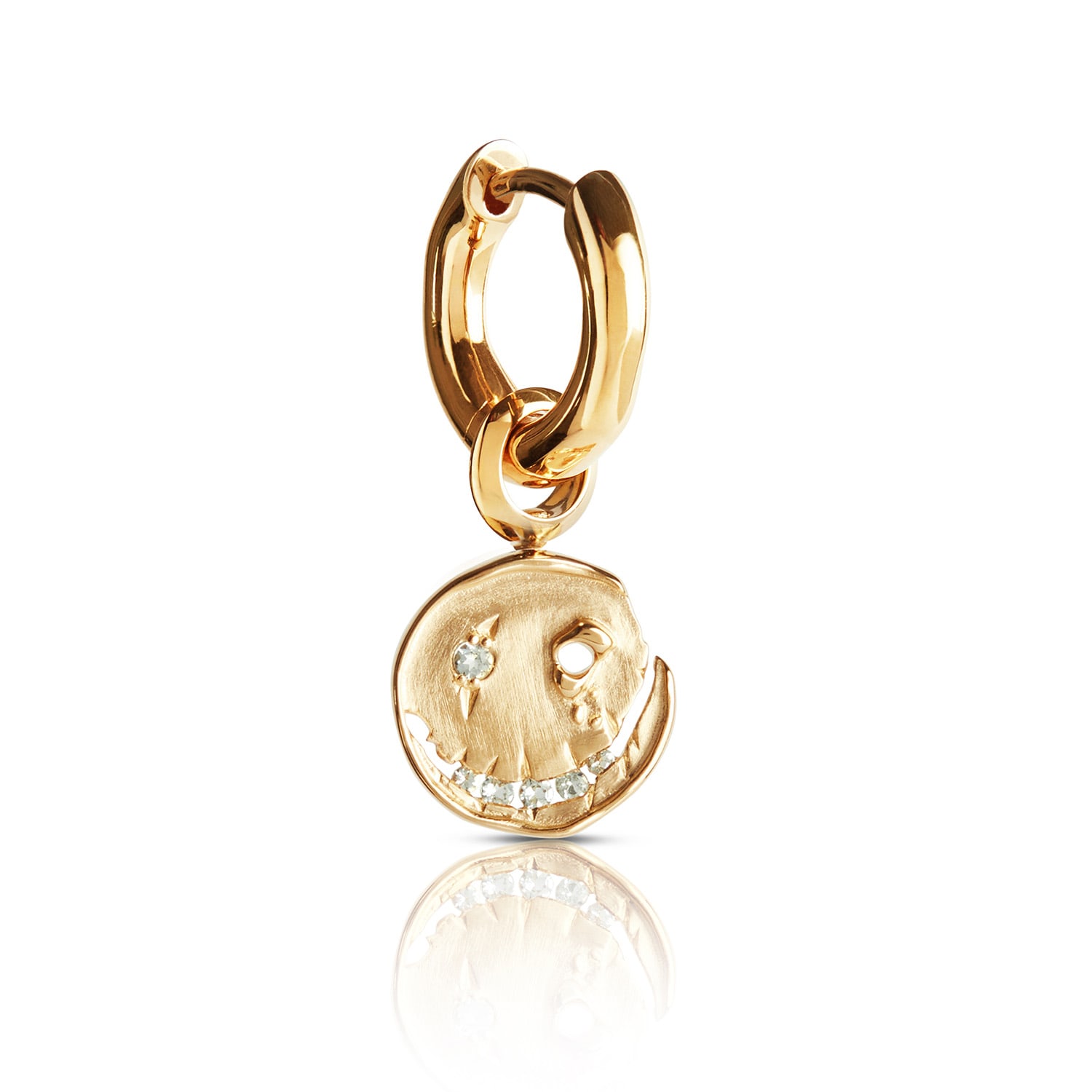 Kasun Women's Smile Hoop Earrings – March – Aquamarine – Gold Plated