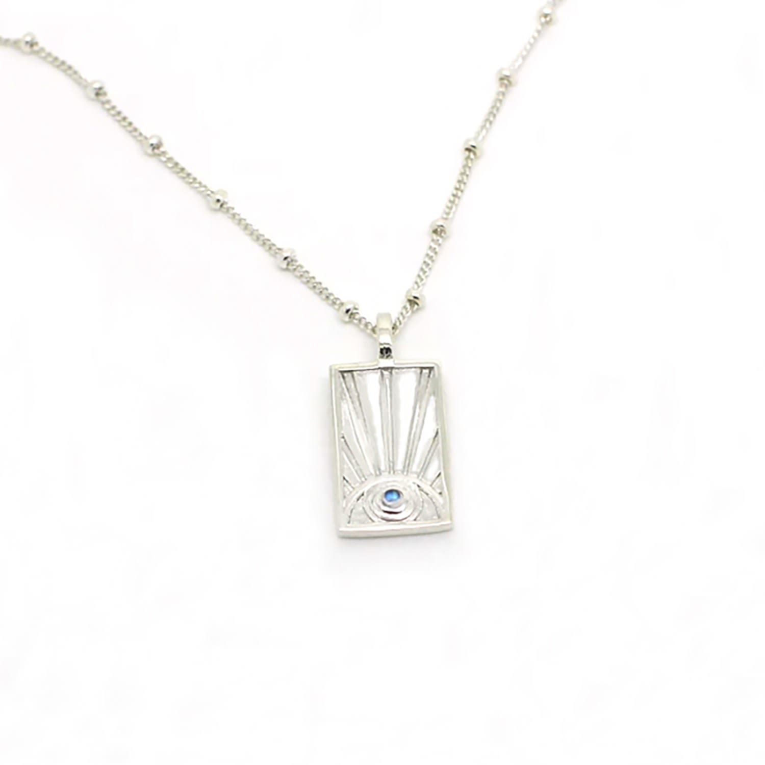Etta Burton Jewellery Women's Evil Eye Sun Rays Moonstone Sterling Silver Charm Pendant