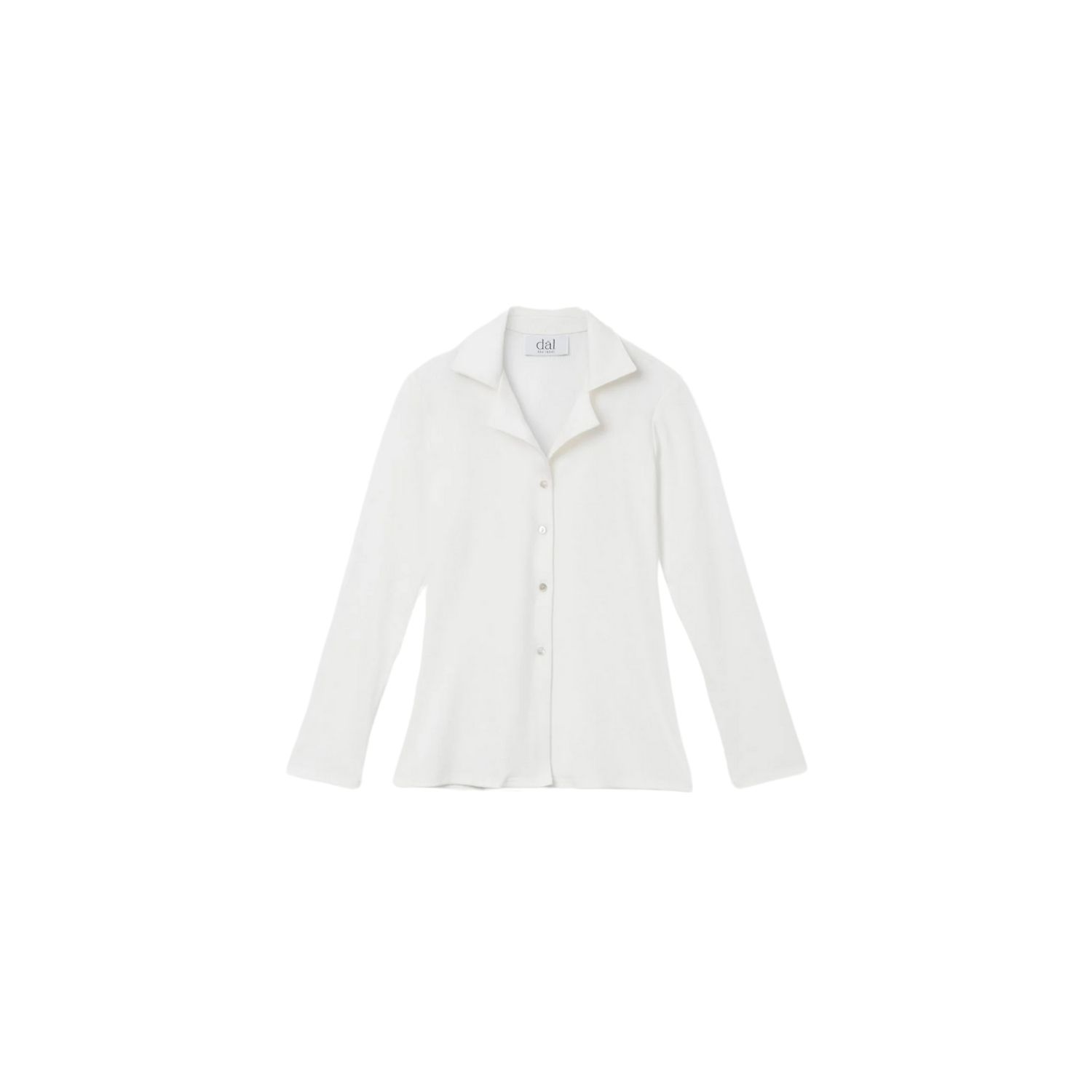 Dal The Label Women's White Modal Rib Knit Collared Cardigan In White