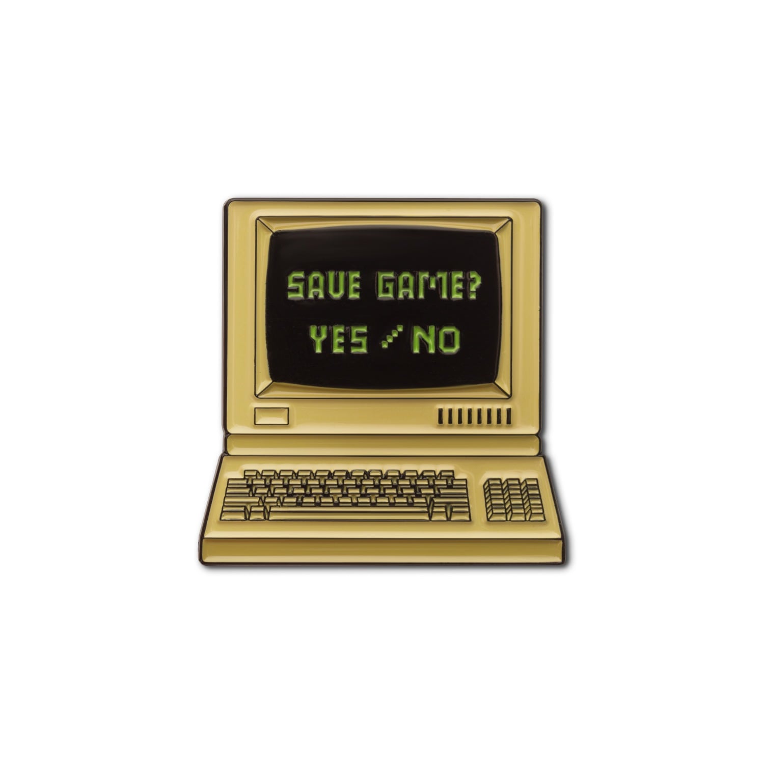 Make Heads Turn Women's Black / Neutrals / Green Enamel Pin Old Computer