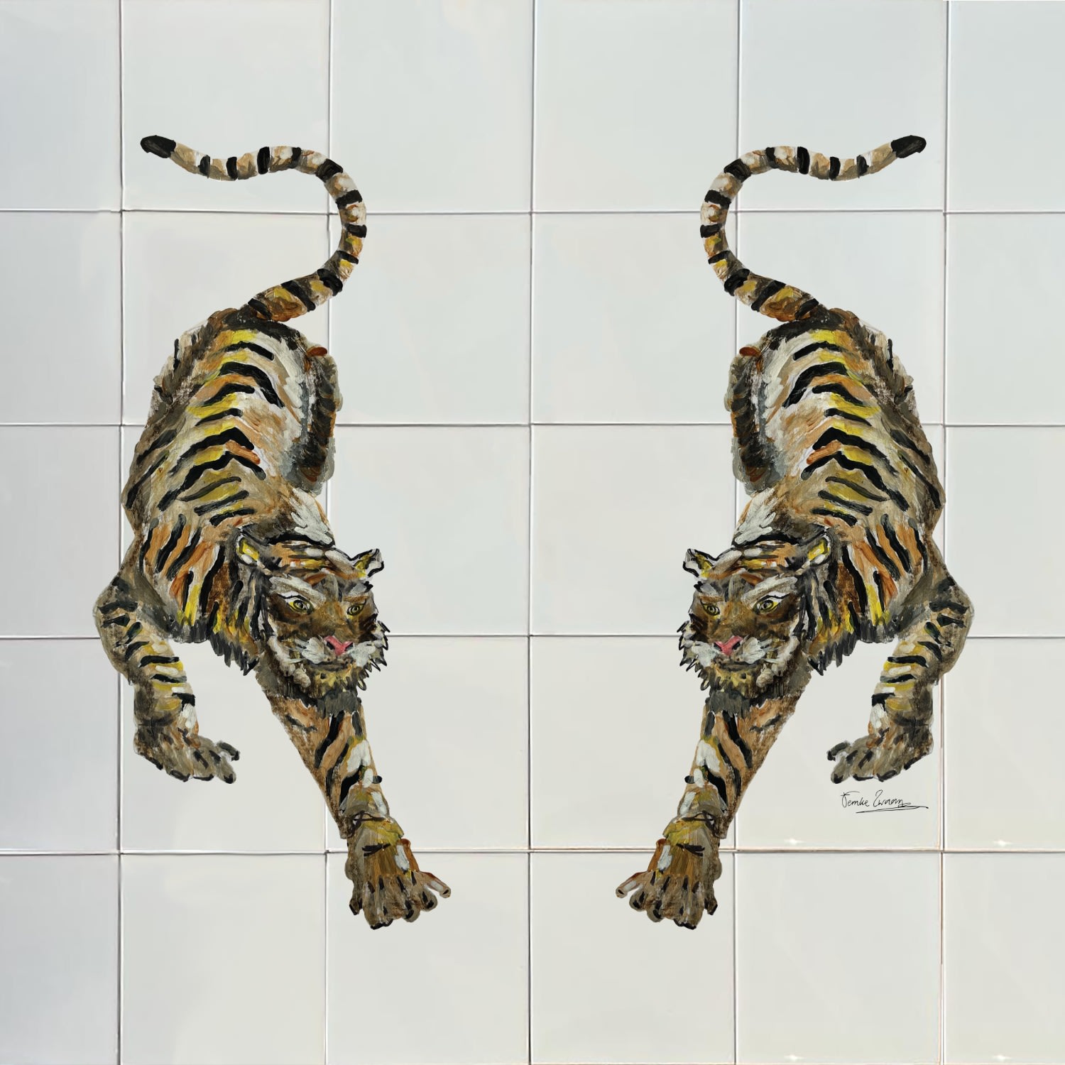 White / Brown Backsplash Tiles Tiger Catchii