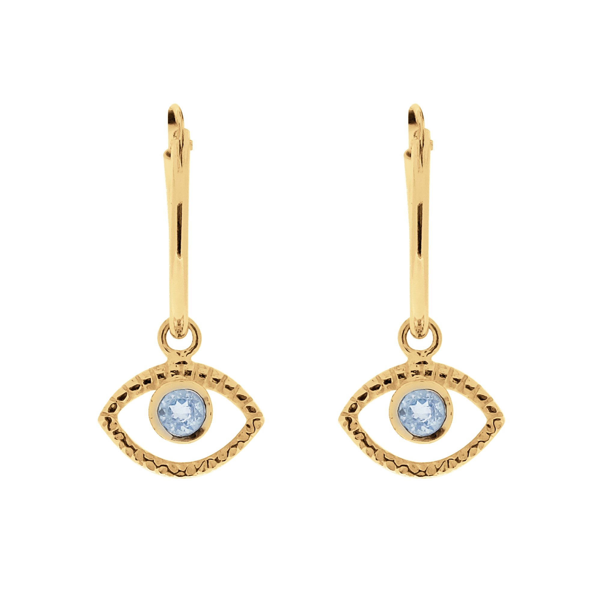 Women’s Eye Of Intuition Gold Vermeil Hoop Earrings - Blue Topaz Charlotte’s Web Jewellery