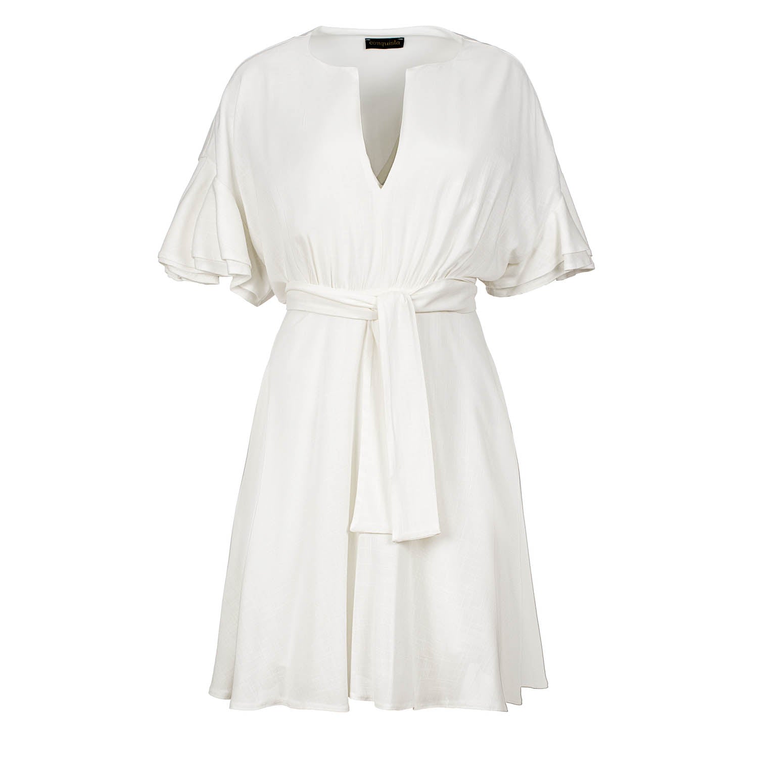 Conquista Women's Neutrals Ecru Dress With Ruffle Sleeves In Beige