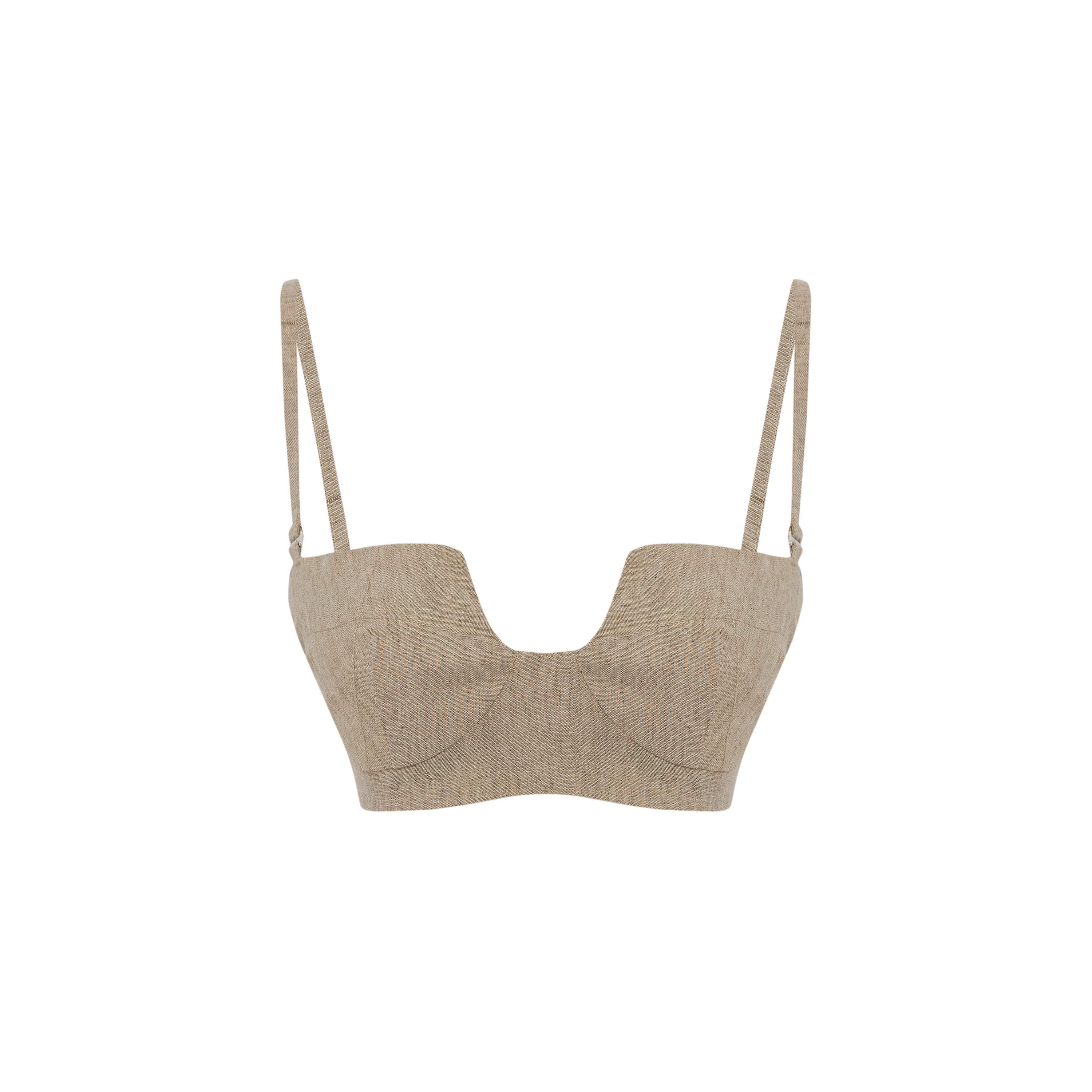 Pcfg Women's Neutrals Linen Bra - Moon Rock In Brown