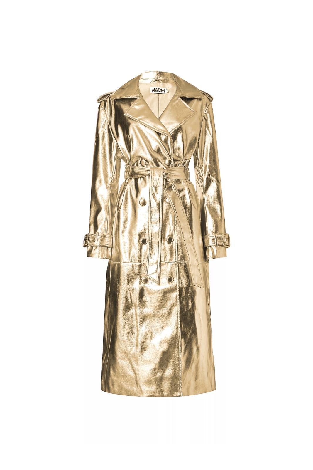 Women’s Lupe Gold Metallic Leather Trench Extra Small Amy Lynn