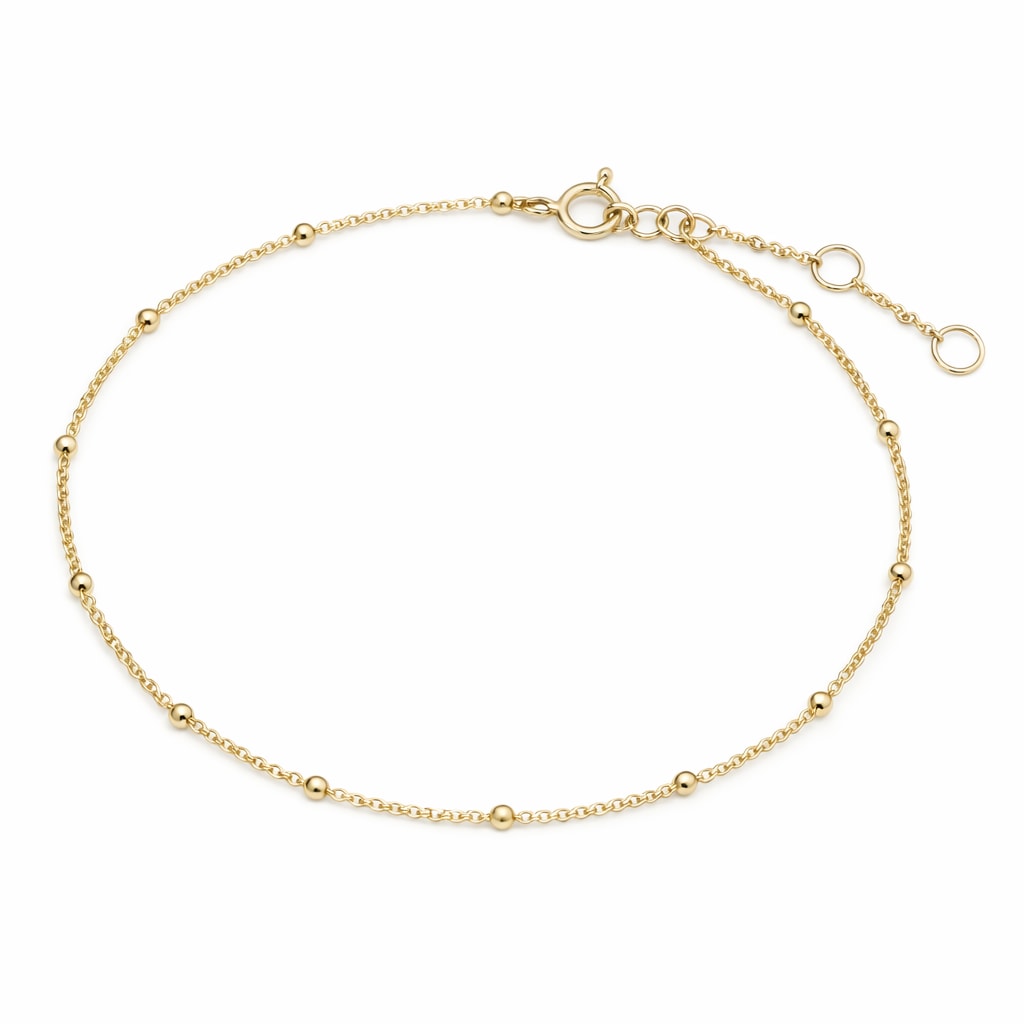 Women's Station Bead Chain Bracelet 9K Gold | Zohreh