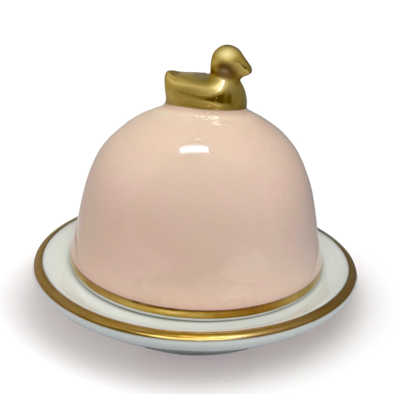 Eliská Butter Dish With Canard - Pale Pink In Pink