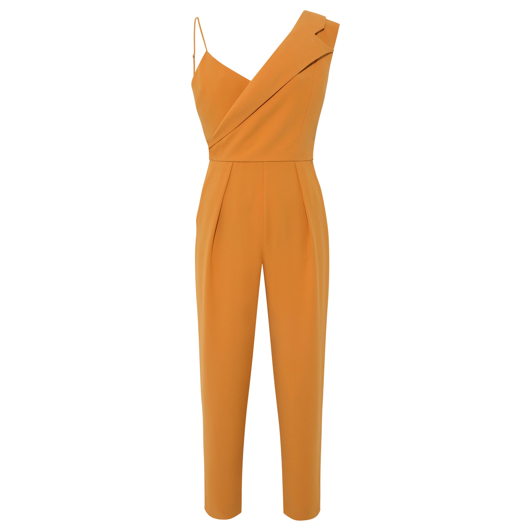 Women’s Yellow / Orange Peak Lapel Tailored Jumpsuit - Yellow & Orange Extra Small Femponiq