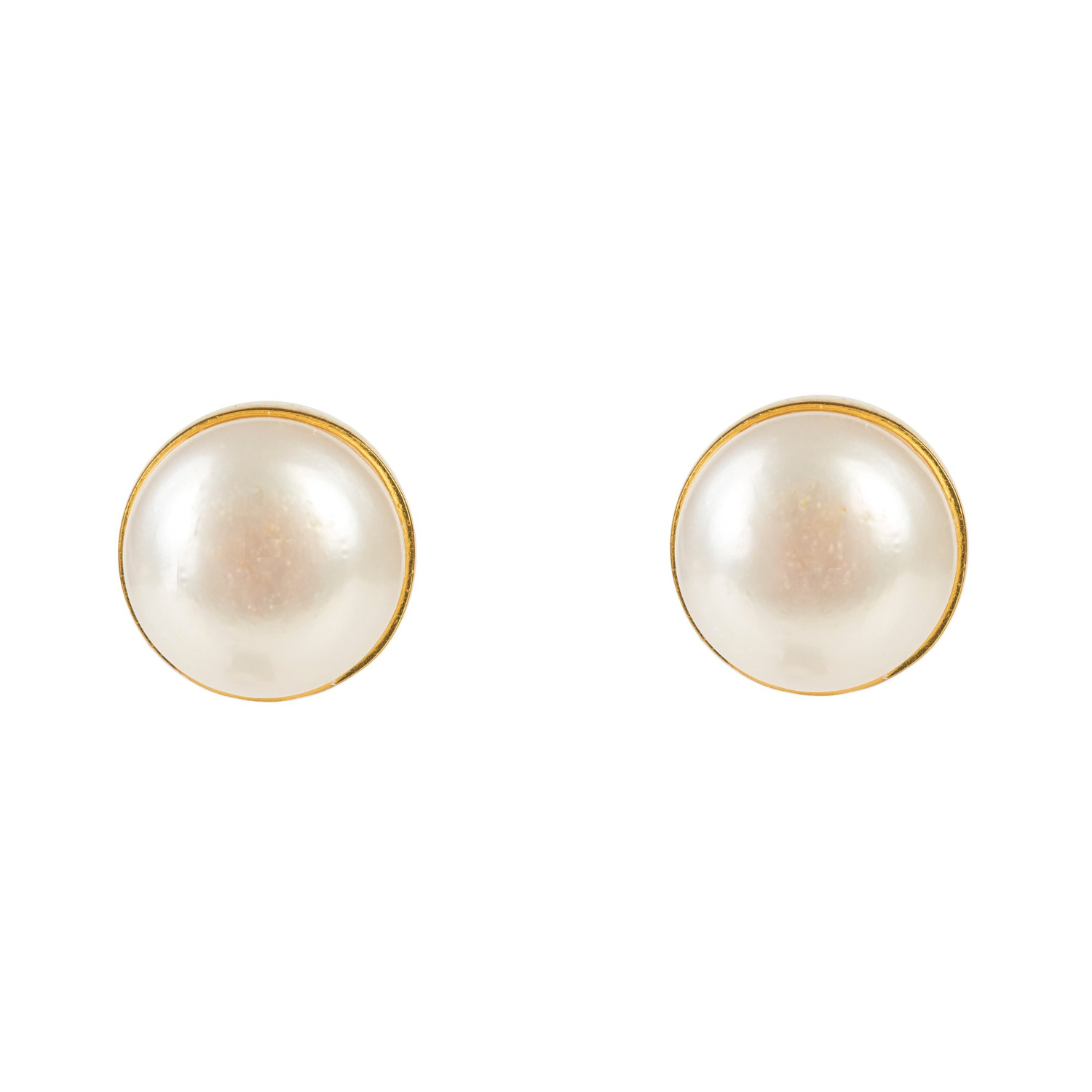 Medium Circle Stud Gold Pearl, LATELITA