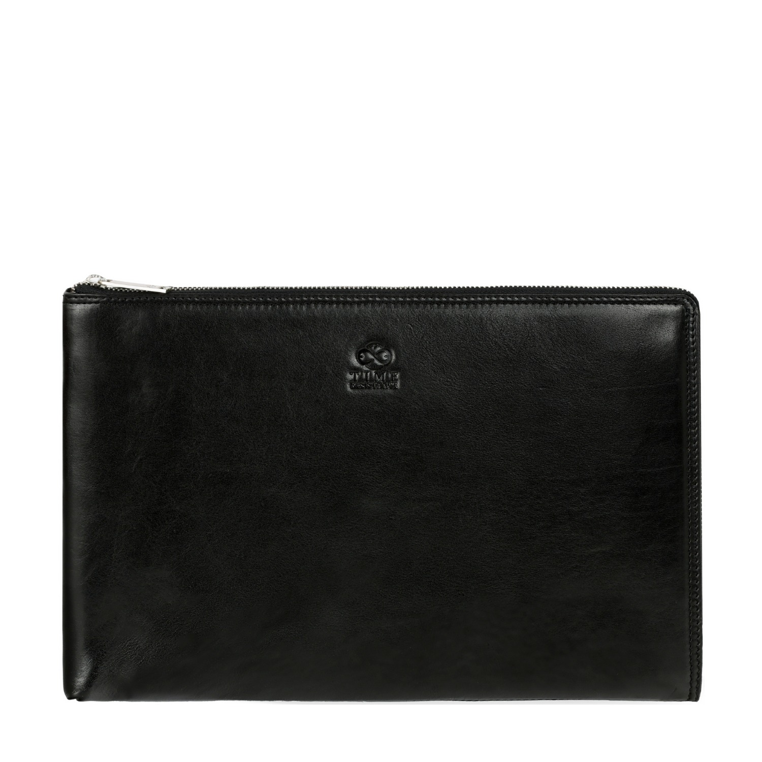 Time Resistance Leather Mens Clutch Purse In Black - The Brothers Karamazov In Black