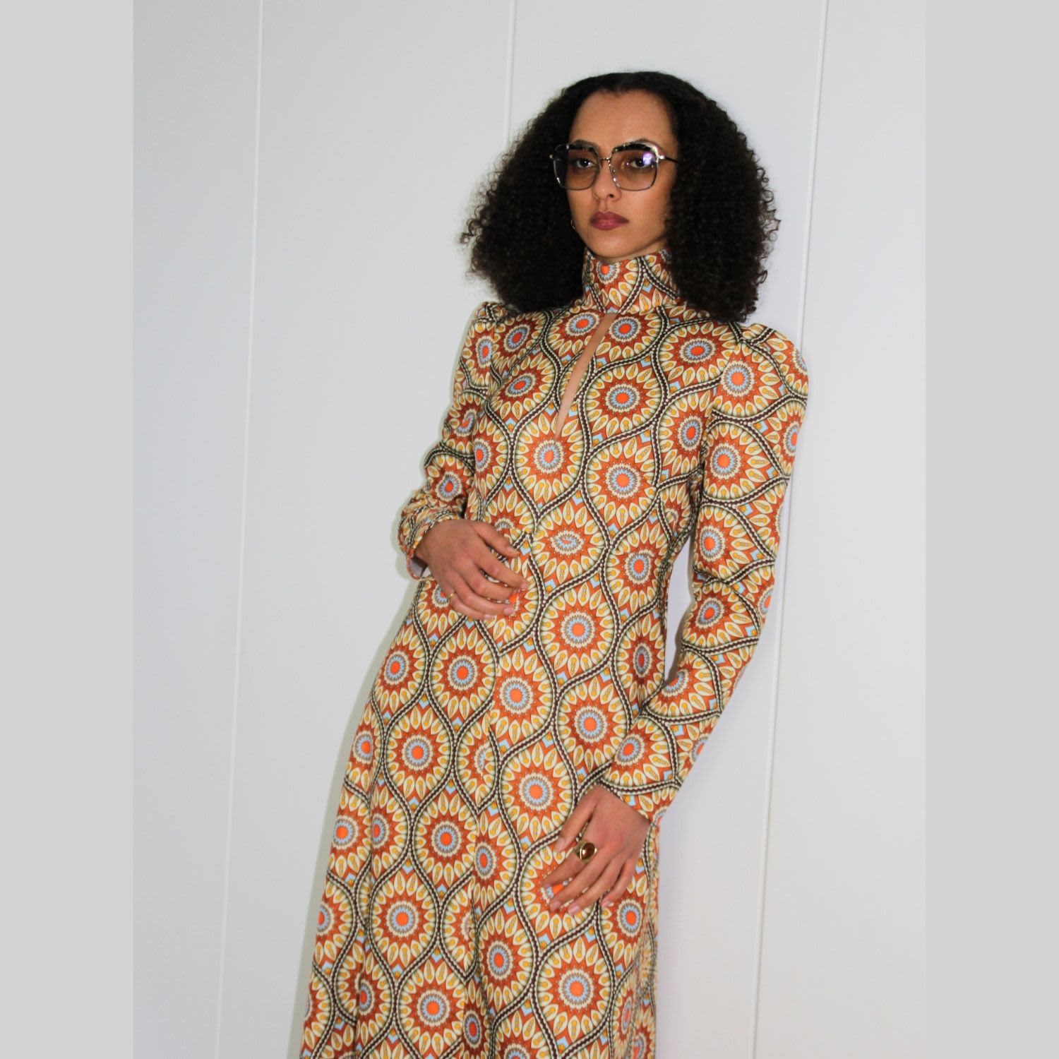 geometric long sleeve dress Yellow The Label  Nova Dress  Red Geometric S