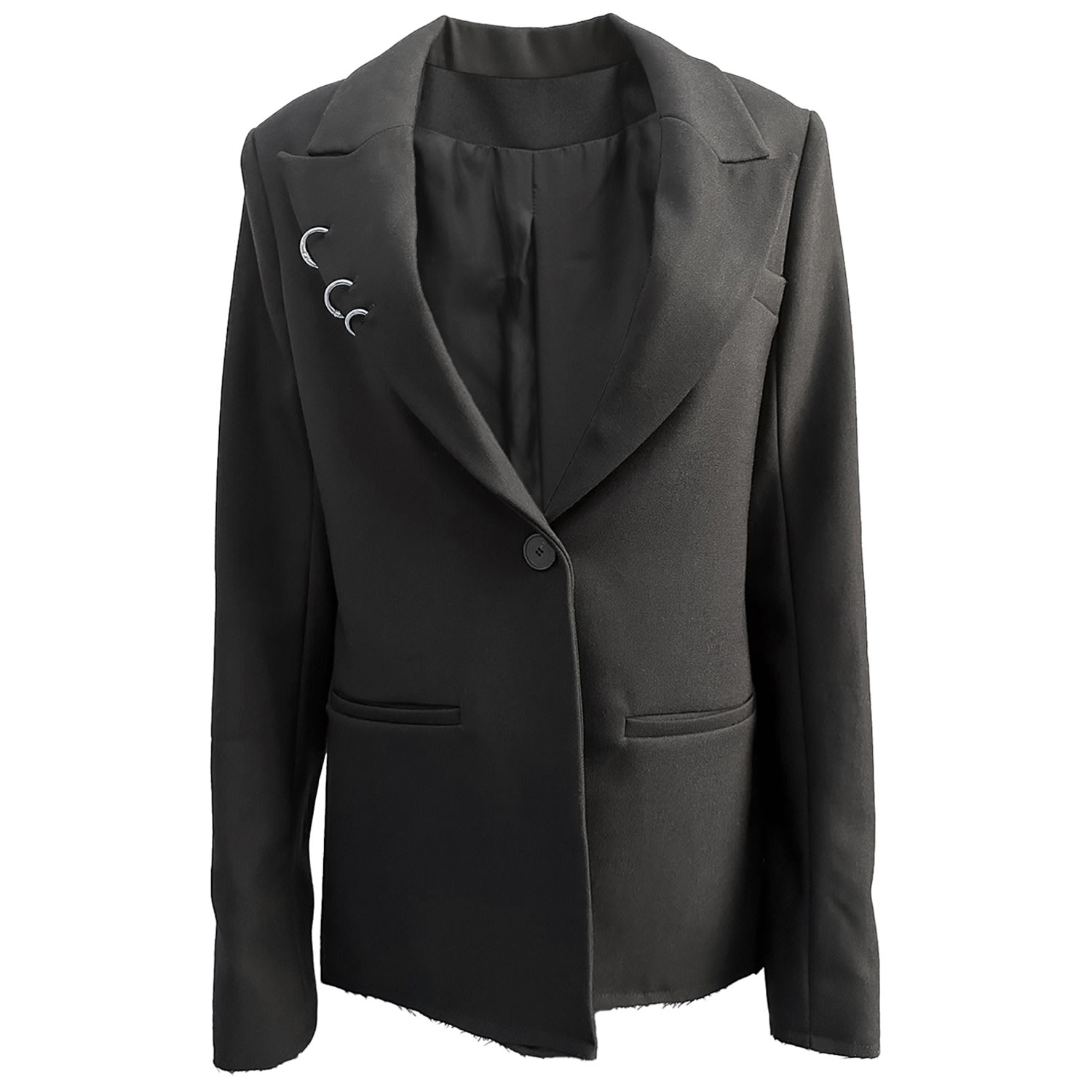 Women's Black Wool Blazer With Piercings | Small | Galleriadele