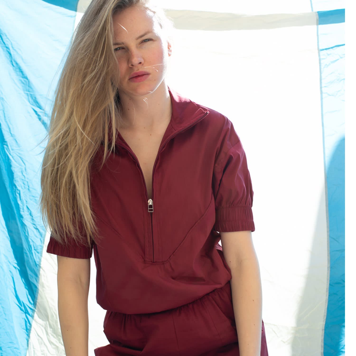 burgundy boiler suit