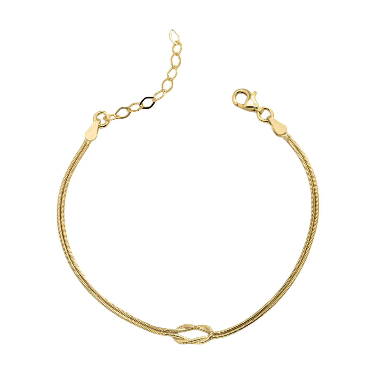 Sterling Silver Snake Chain Knot Bracelet - Gold | Spero London